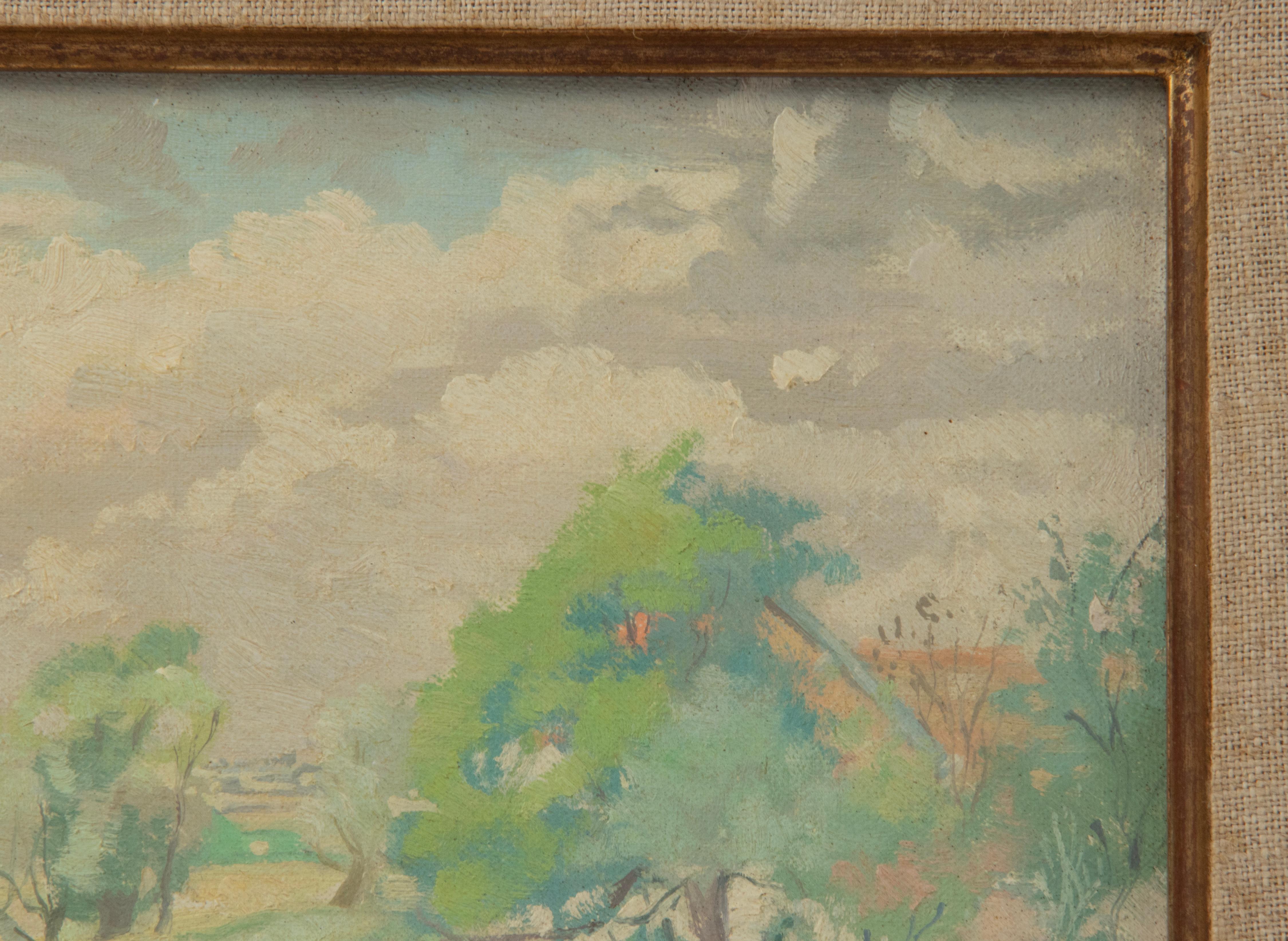 Mid-20th Century Oil Paint ing Landscape, Signed Beauvais For Sale 5