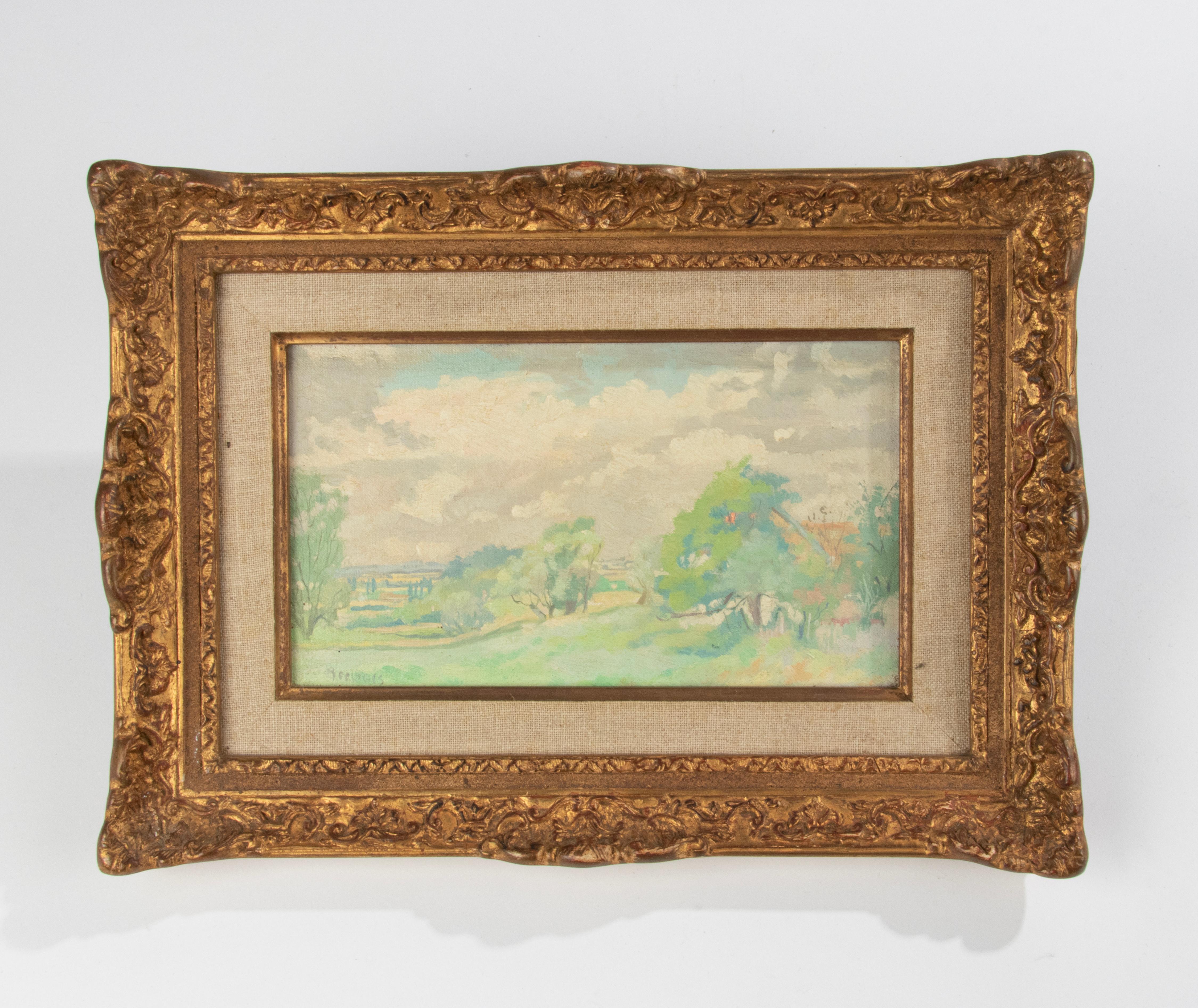 Belle Époque Mid-20th Century Oil Paint ing Landscape, Signed Beauvais For Sale