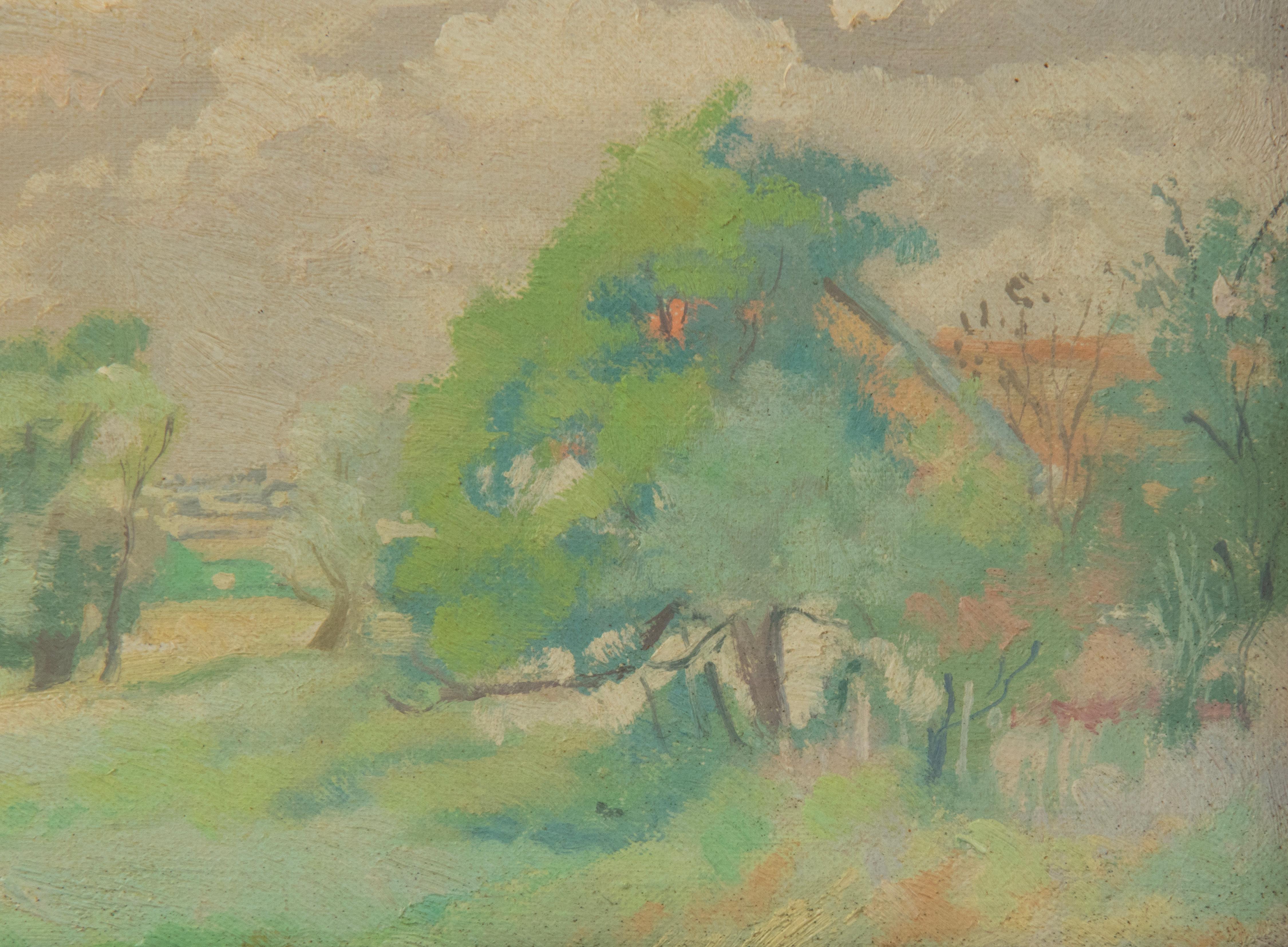 Milieu du XXe siècle Paysage à la peinture à l'huile du milieu du 20ème siècle - Signé Beauvais en vente