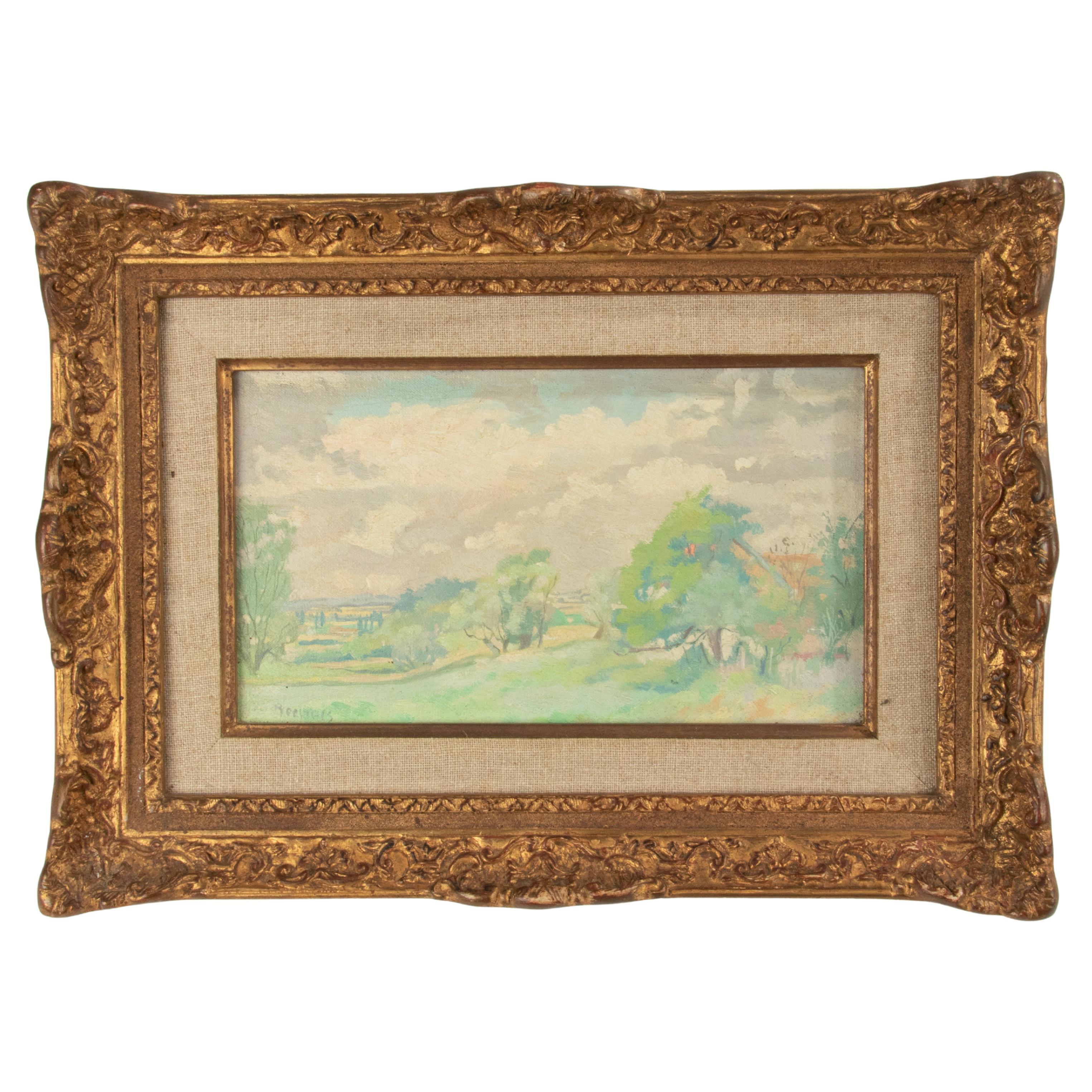 Mid-20th Century Oil Paint ing Landscape, Signed Beauvais