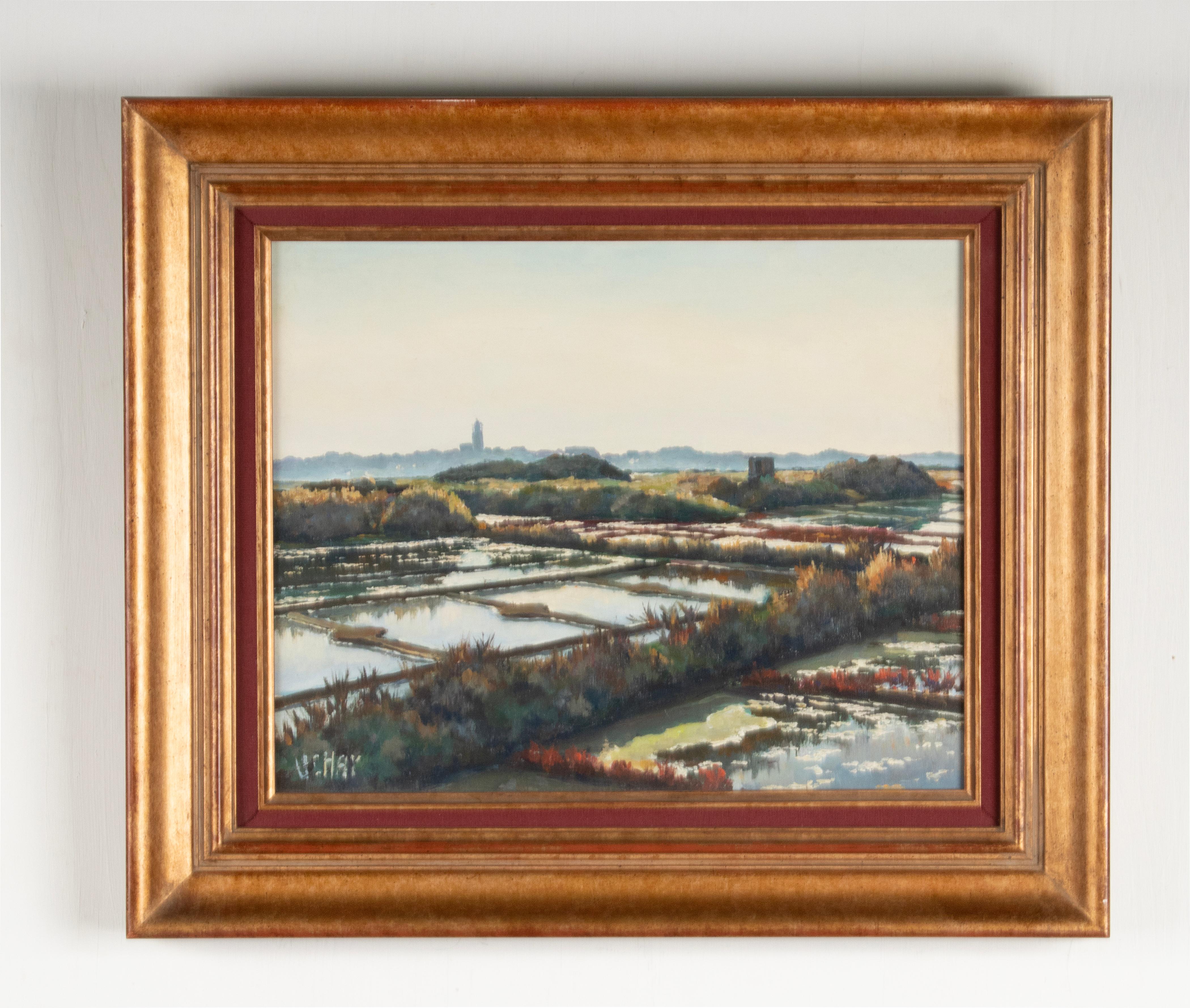 Mid-Century Modern Mid-20th Century Oil Painting Breton Coast by René Uchay