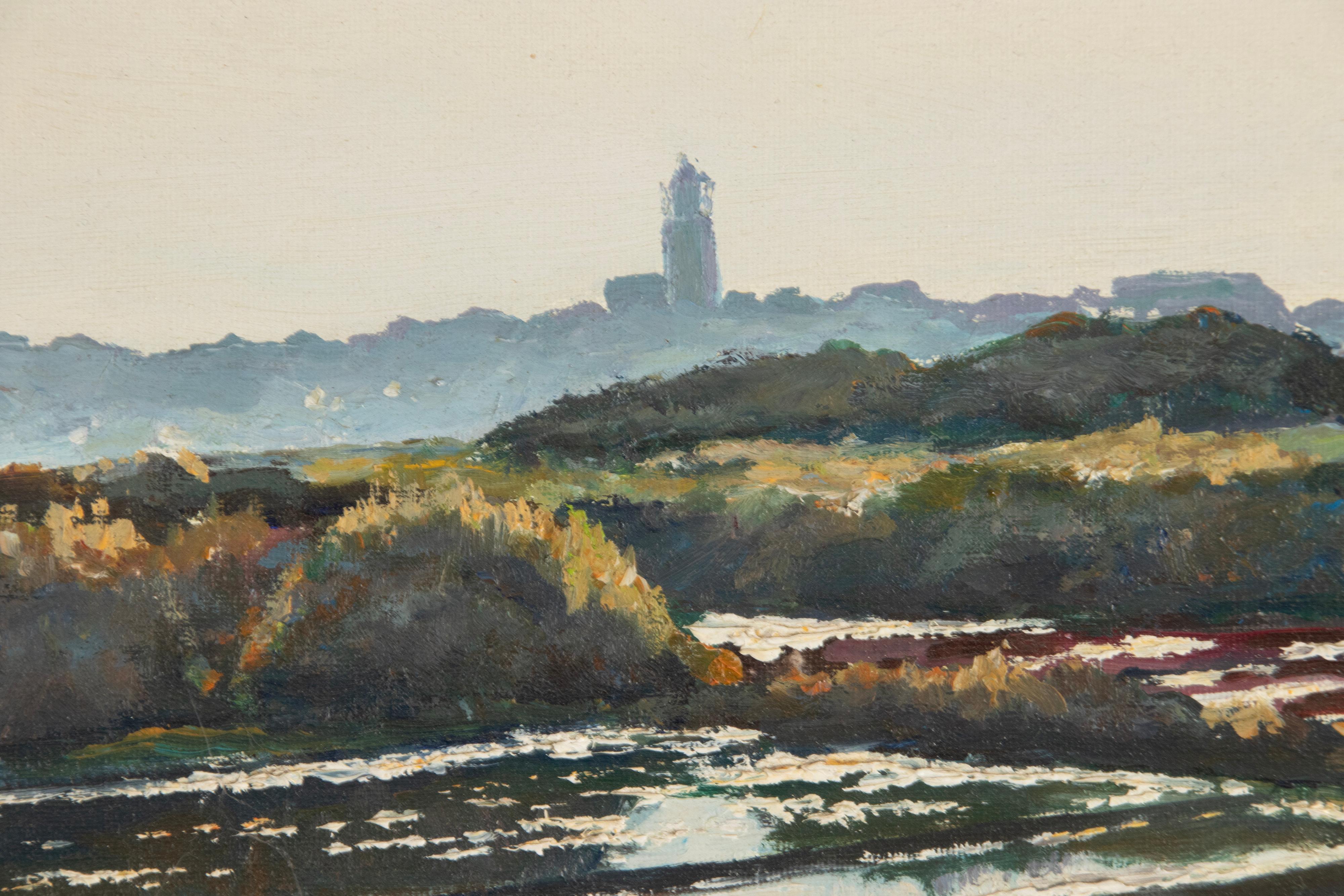 Mid-20th Century Oil Painting Breton Coast by René Uchay 1