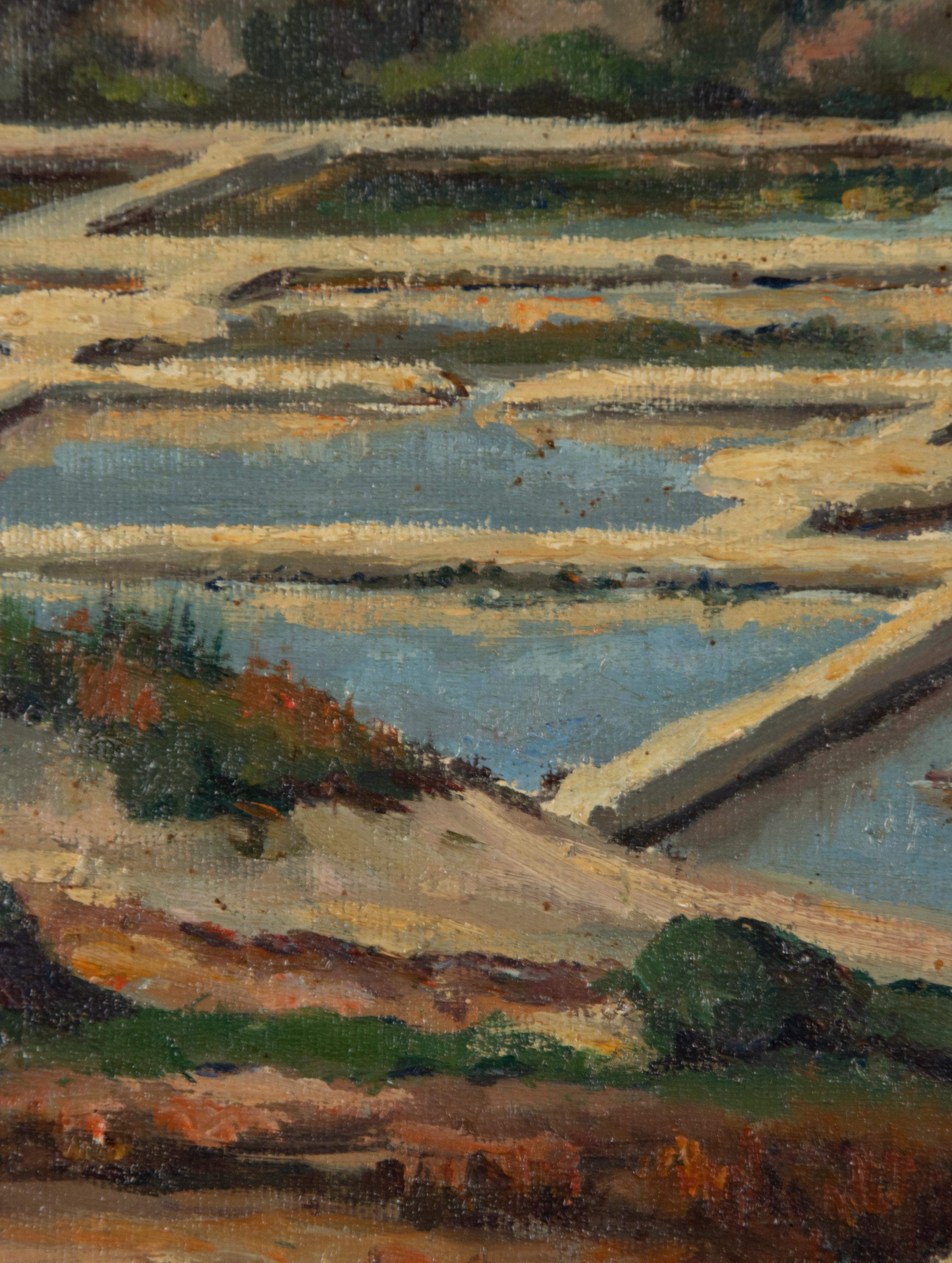 Peinture à l'huile du milieu du 20e siècle La côte bretonne par René Uchay en vente 2