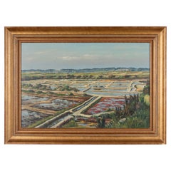 Pittura a olio della metà del XX secolo Costa bretone di René Uchay