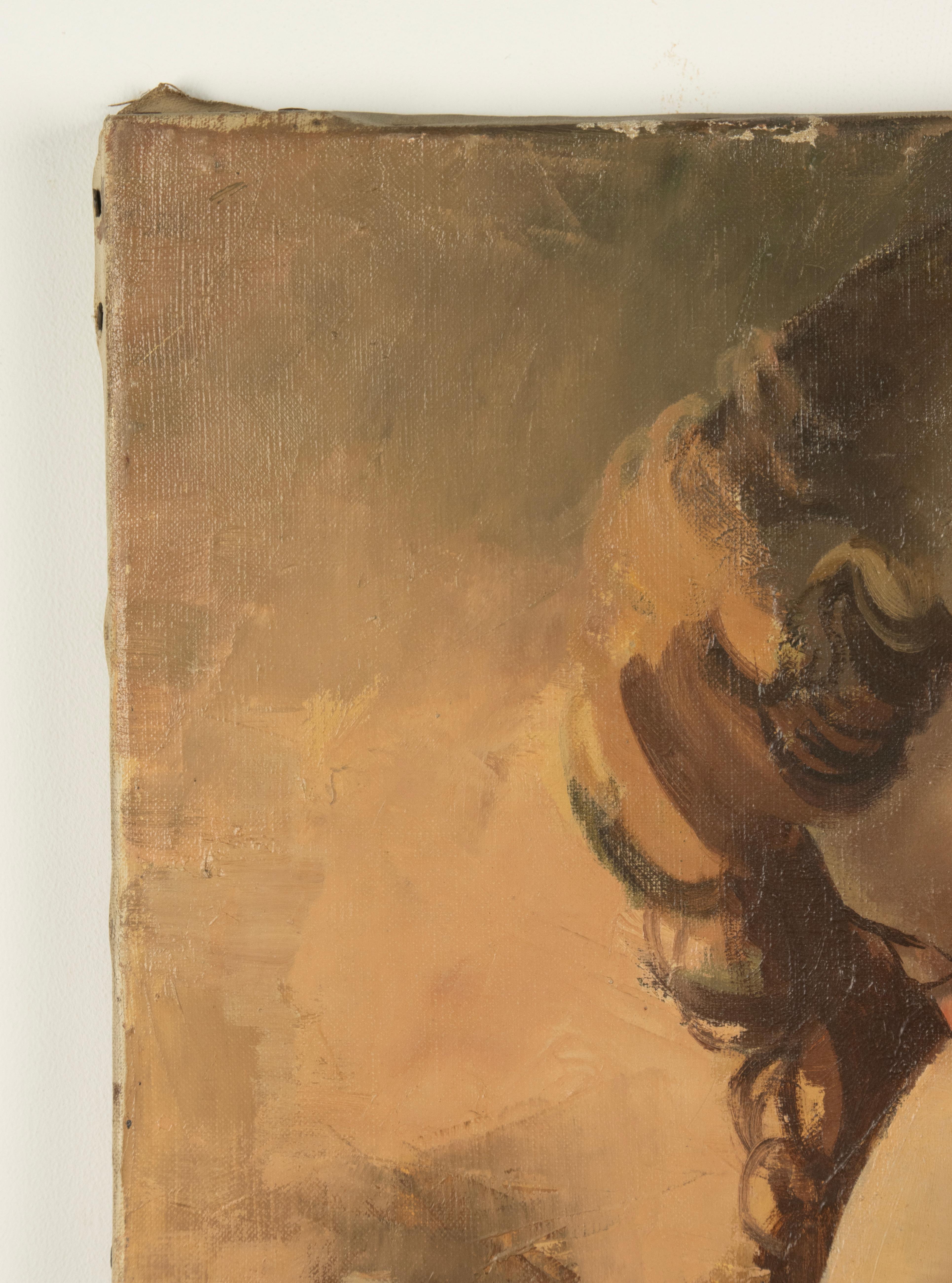 Mitte 20. Jahrhundert Ölgemälde - Jean d'Esparbès - Öl auf Leinwand - Mutterschaft im Angebot 6