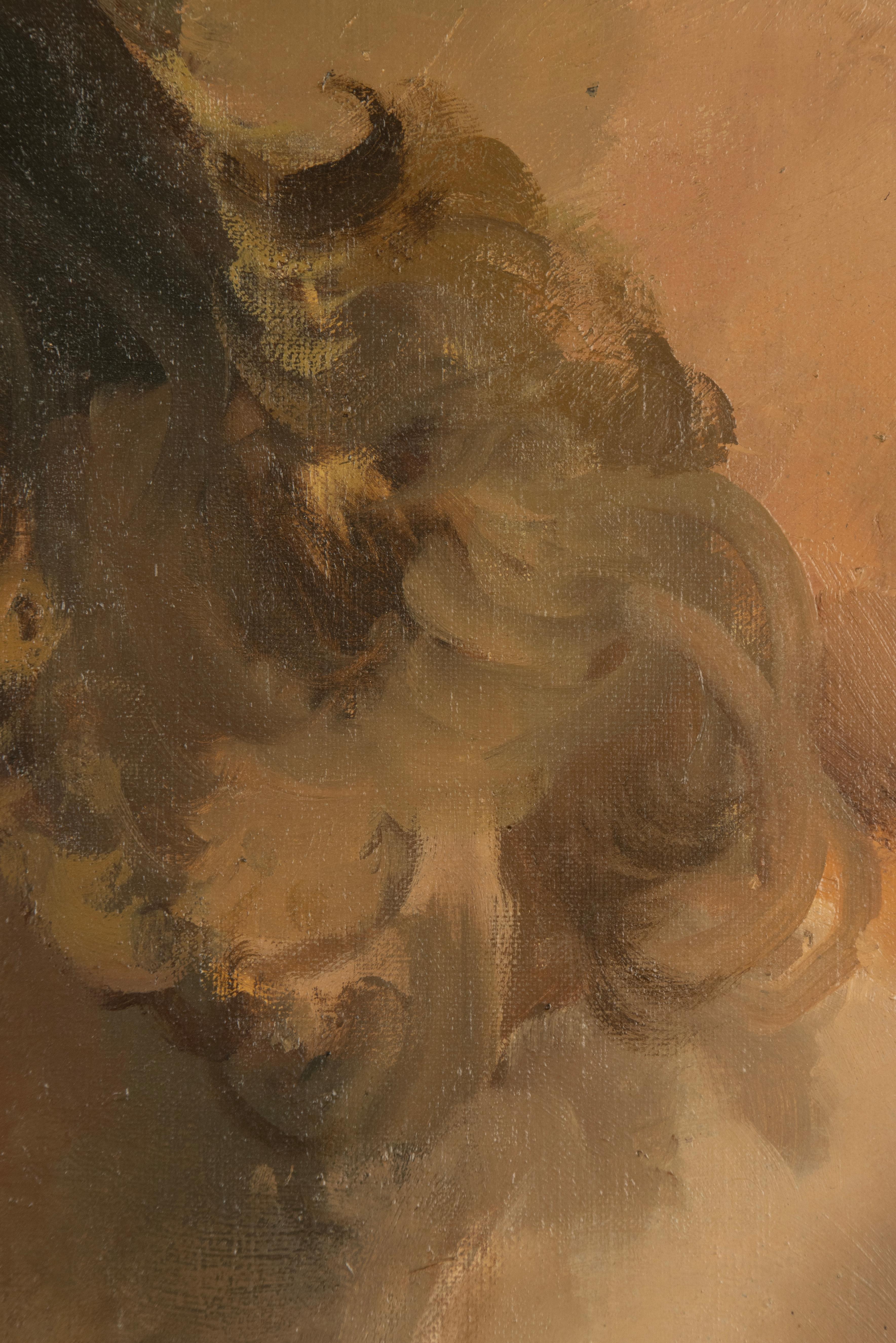 Mitte 20. Jahrhundert Ölgemälde - Jean d'Esparbès - Öl auf Leinwand - Mutterschaft im Angebot 10