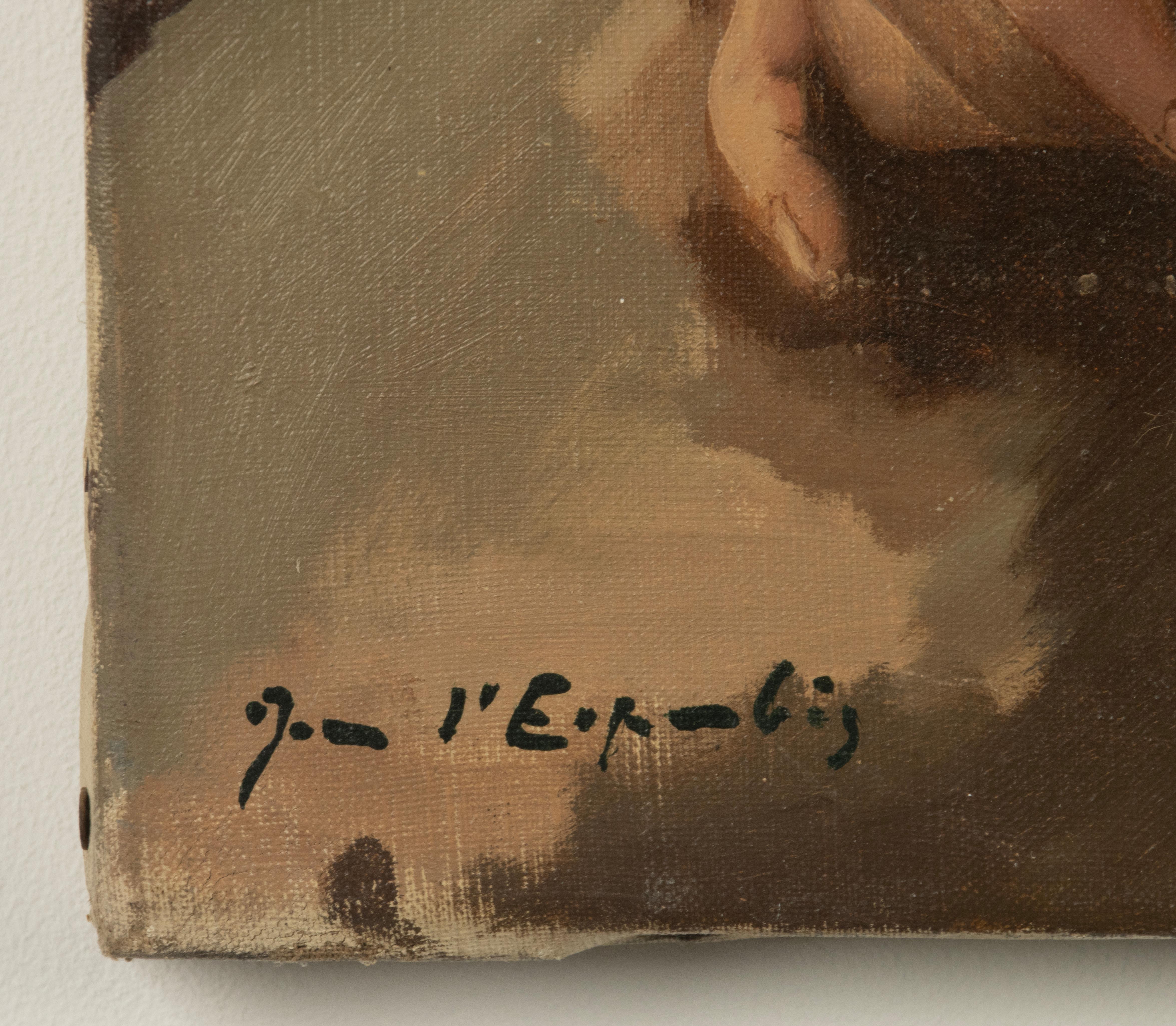 Mitte 20. Jahrhundert Ölgemälde - Jean d'Esparbès - Öl auf Leinwand - Mutterschaft (Handbemalt) im Angebot