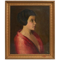 Mid-20th Century Oil Painting of Woman