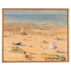 Mid-20th Century Oil Painting Summerday at the Beach