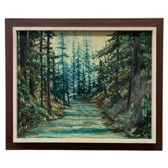 Mitte des 20. Jahrhunderts Ölgemälde "Woods" von Del Kay - Pacific Northwest Forest Land
