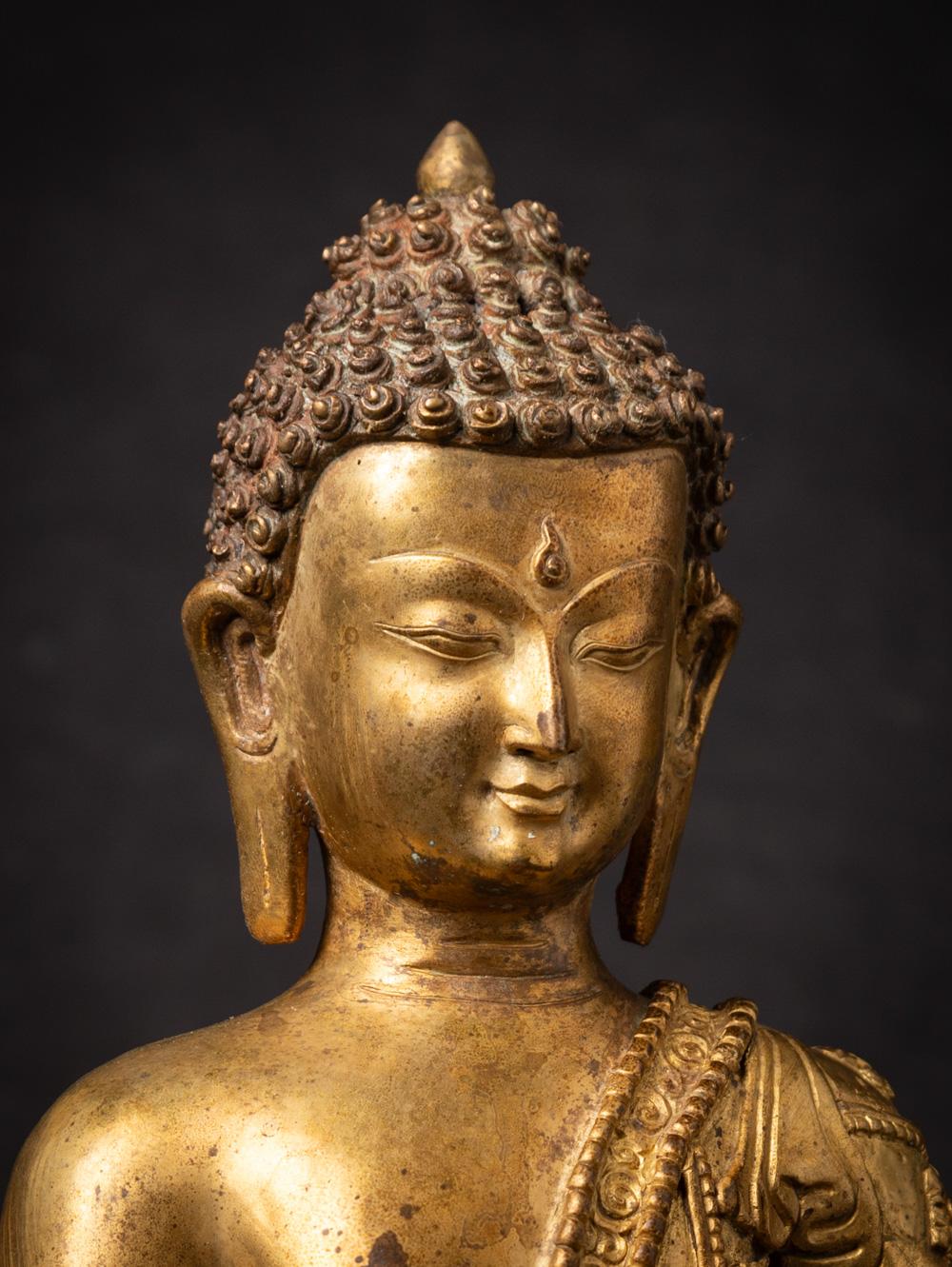 Mid-20th century old bronze Nepali Buddha statue i20.5nlaid with real gem stones 4