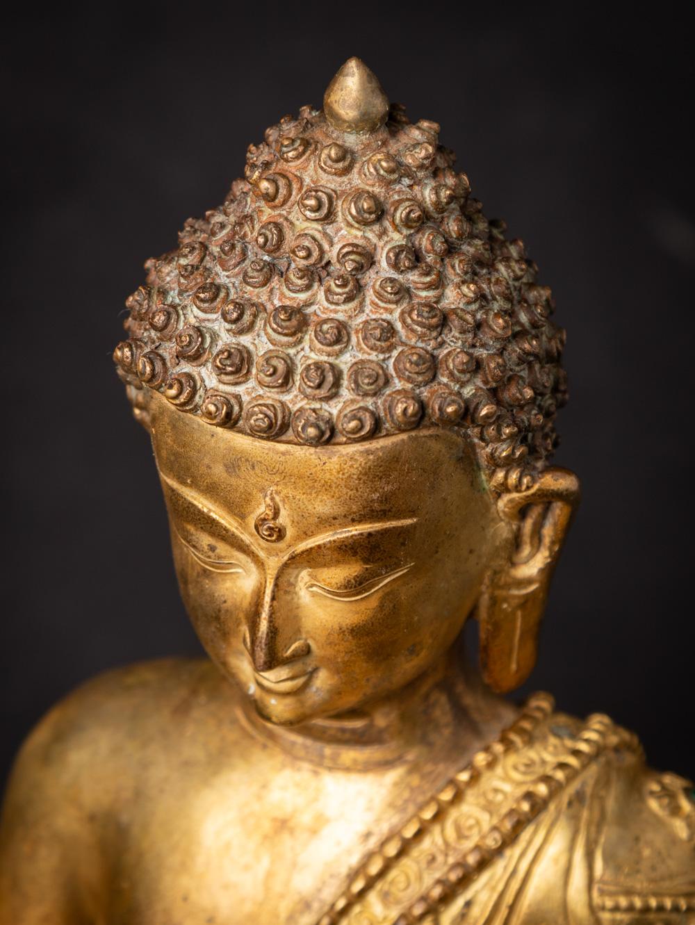 Mid-20th century old bronze Nepali Buddha statue i20.5nlaid with real gem stones 8