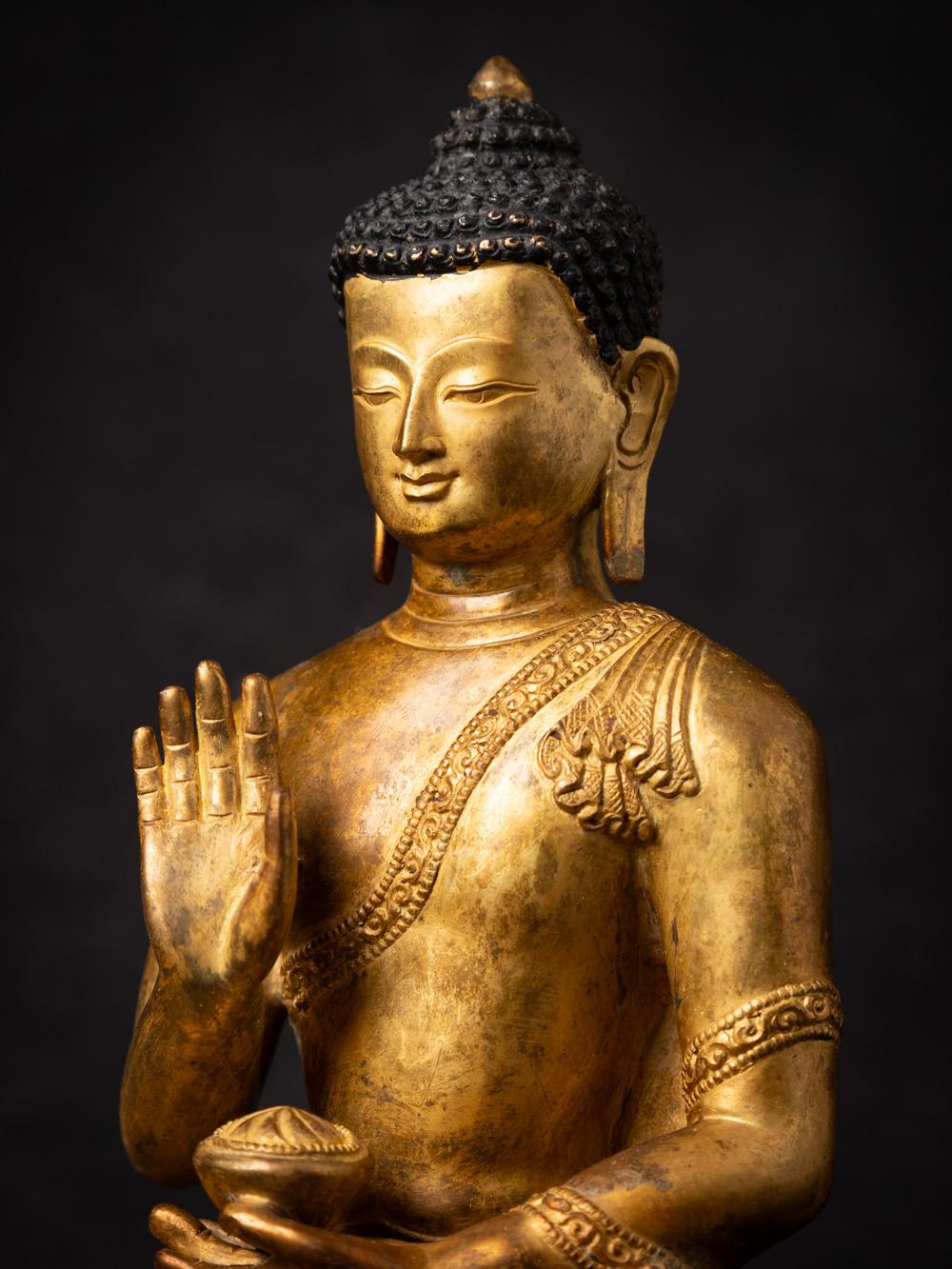 Mid-20th century old bronze Nepali Buddha statue in Abhaya Mudra 4