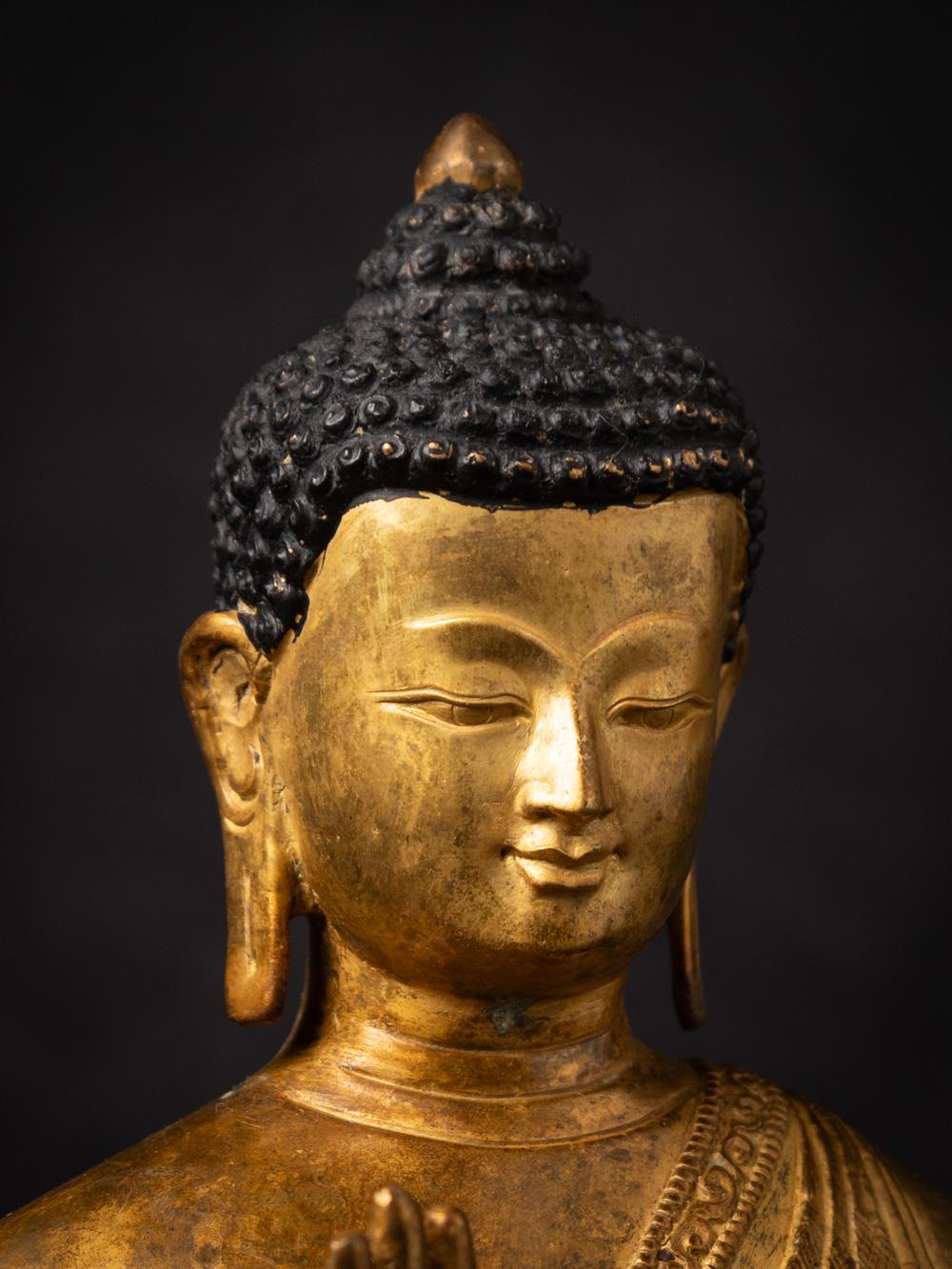 Mid-20th century old bronze Nepali Buddha statue in Abhaya Mudra 5