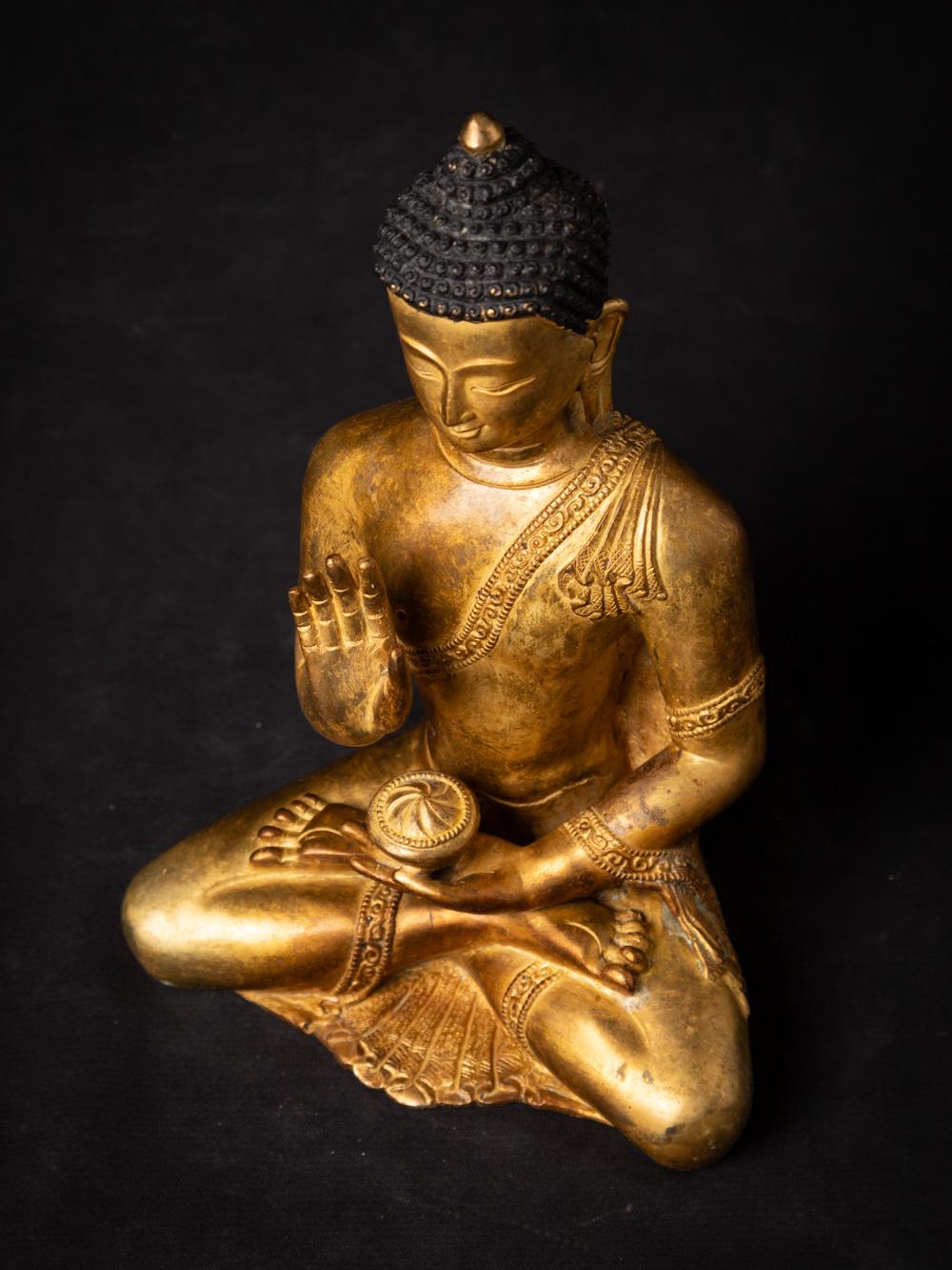 Mid-20th century old bronze Nepali Buddha statue in Abhaya Mudra 8
