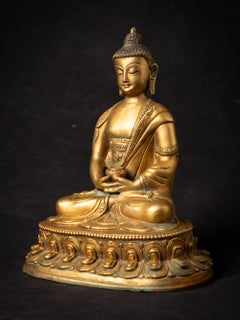 Mid 20th century old bronze Nepali Buddha statue in Dhyana Mudra