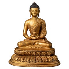 Chinesische Buddha-Statue aus Bronze aus der Mitte des 20. Jahrhunderts in Dhyana Mudra