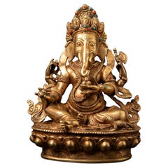 Mid 20th century Old bronze Nepali Ganesha statue from Nepal - originalbuddhas