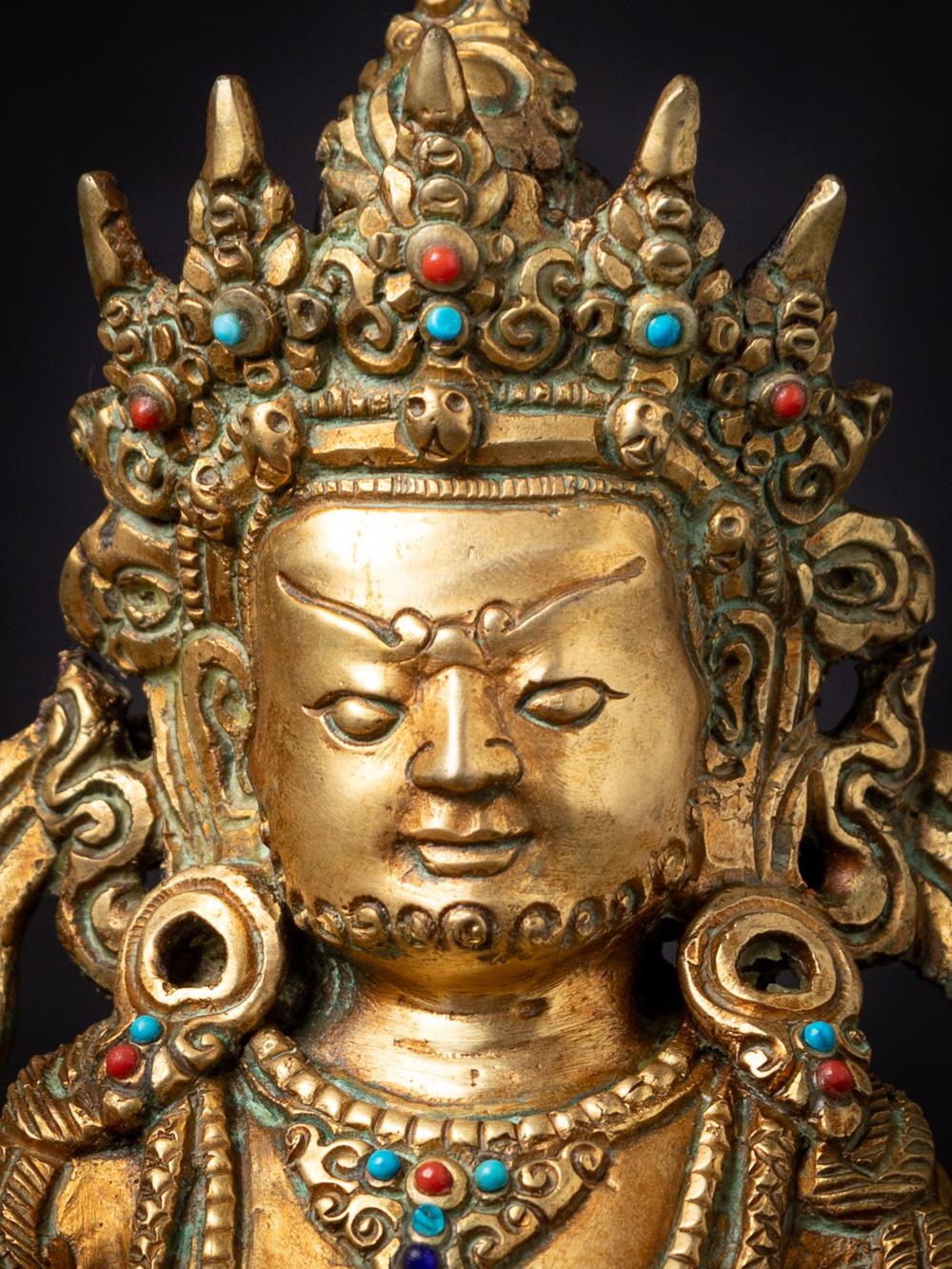 Mid-20th century old bronze Nepali Kuber statue fire gilded with 24 krt. gold For Sale 5