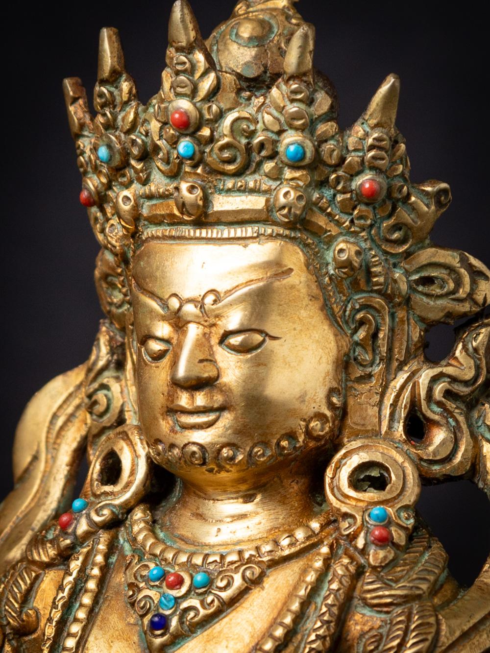 Mid-20th century old bronze Nepali Kuber statue fire gilded with 24 krt. gold For Sale 6