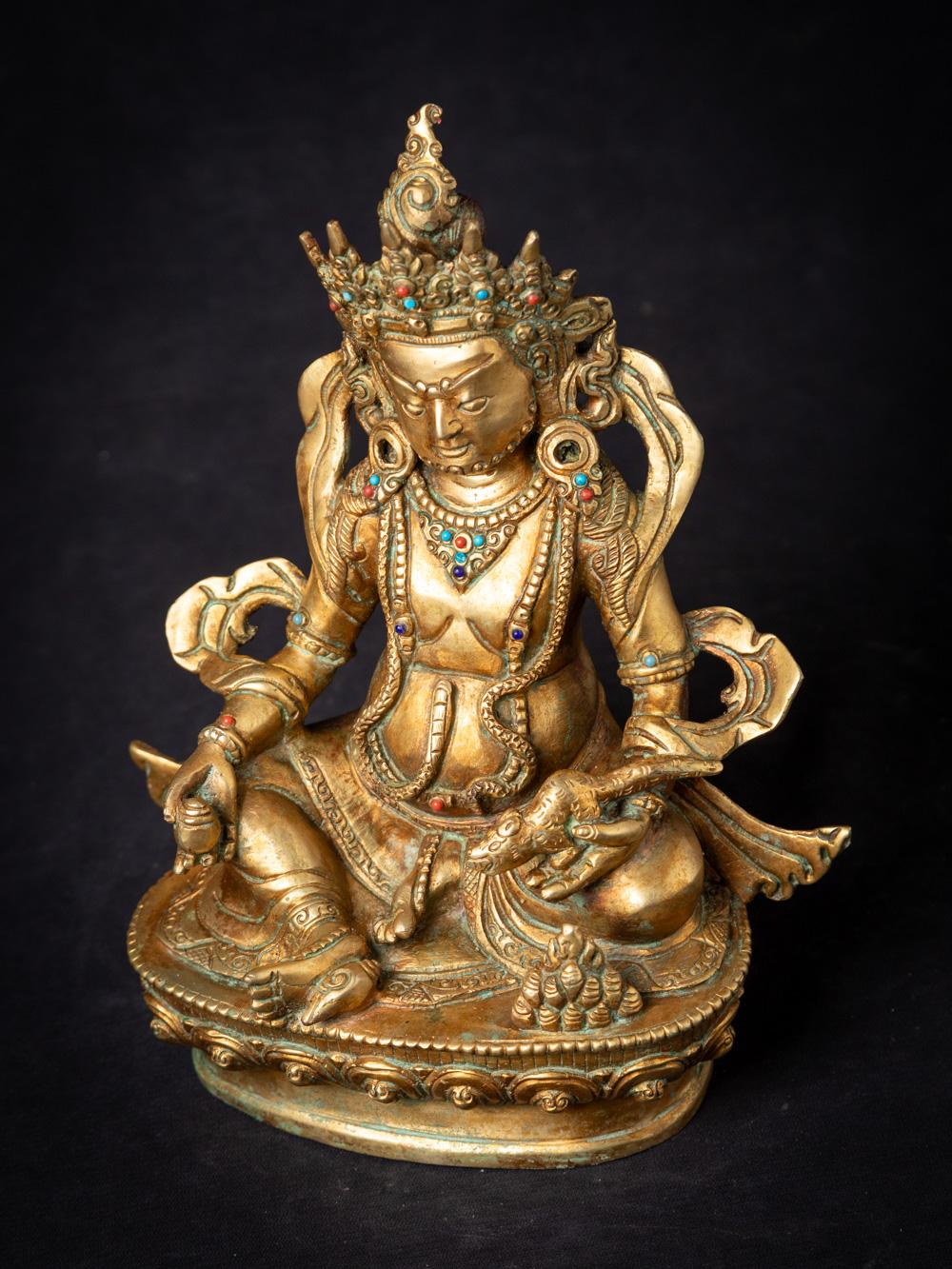 Statuette de Kuber népalaise en bronze ancien du milieu du 20e siècle, dorée à l'or 24 carats 7