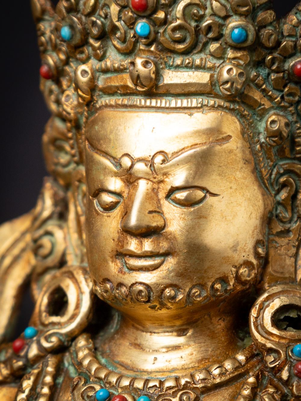 Mid-20th century old bronze Nepali Kuber statue fire gilded with 24 krt. gold For Sale 9