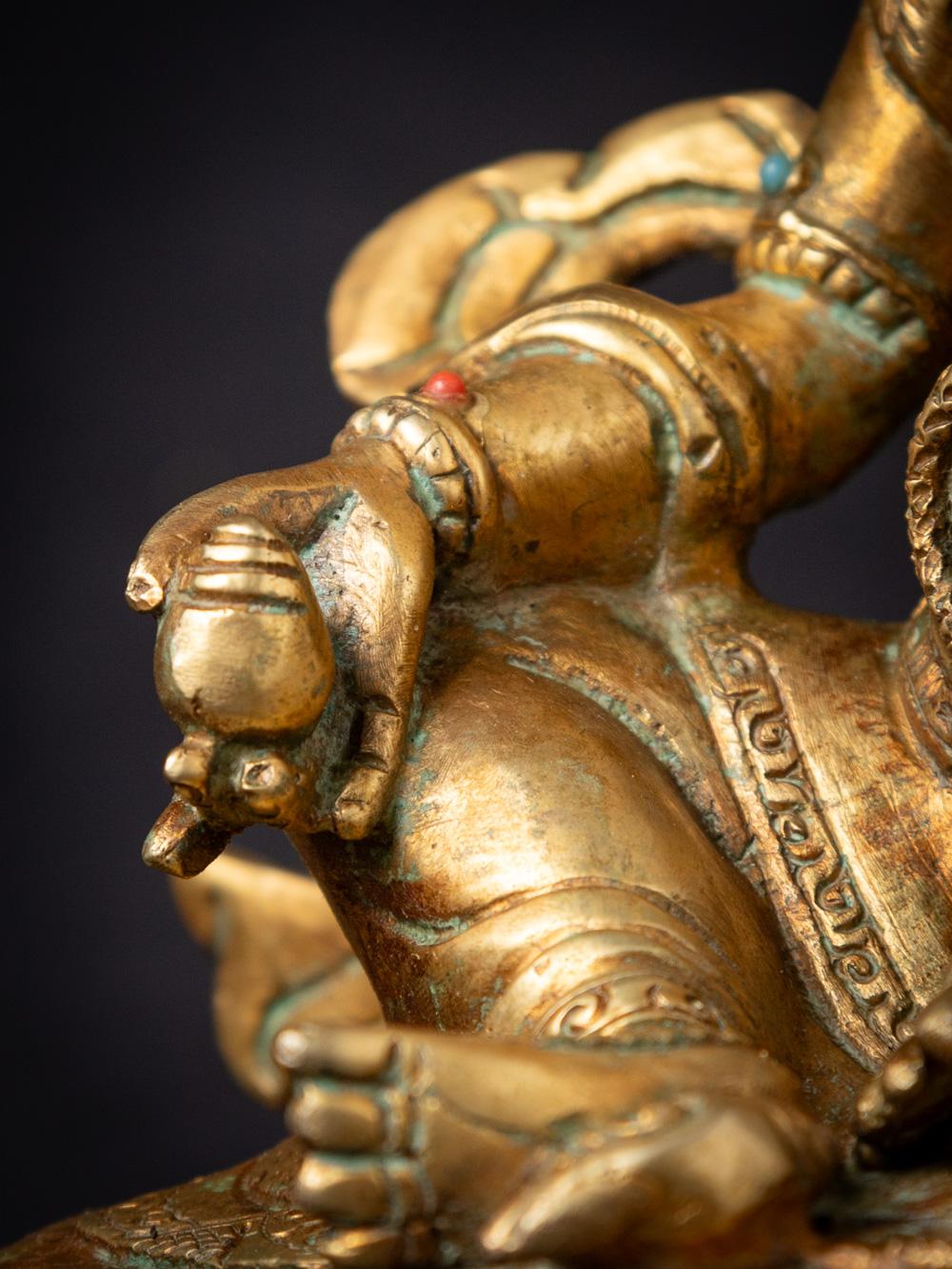 Mid-20th century old bronze Nepali Kuber statue fire gilded with 24 krt. gold For Sale 13