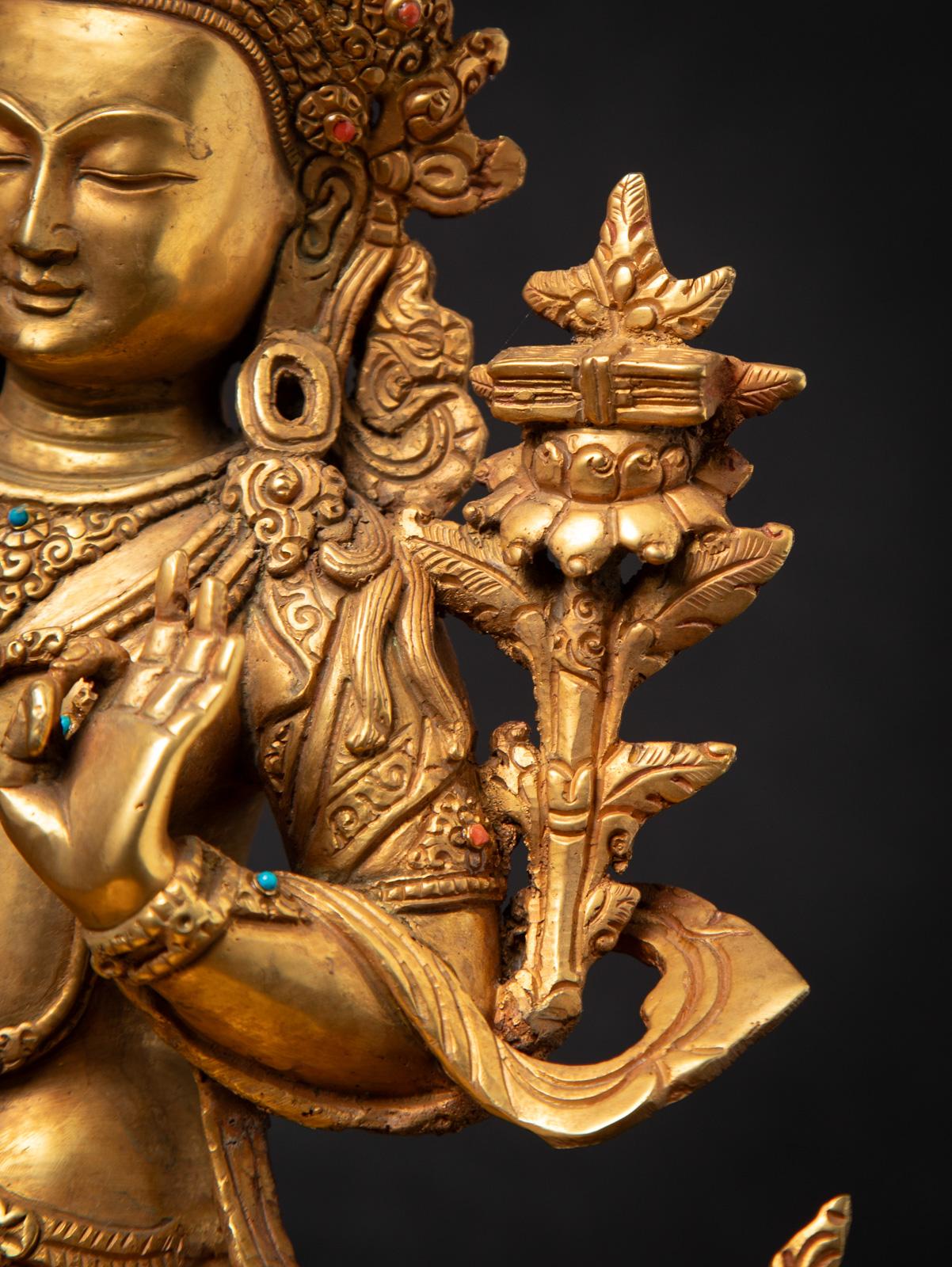 statue népalaise Manjushri en bronze ancien du milieu du 20e siècle en vente 4