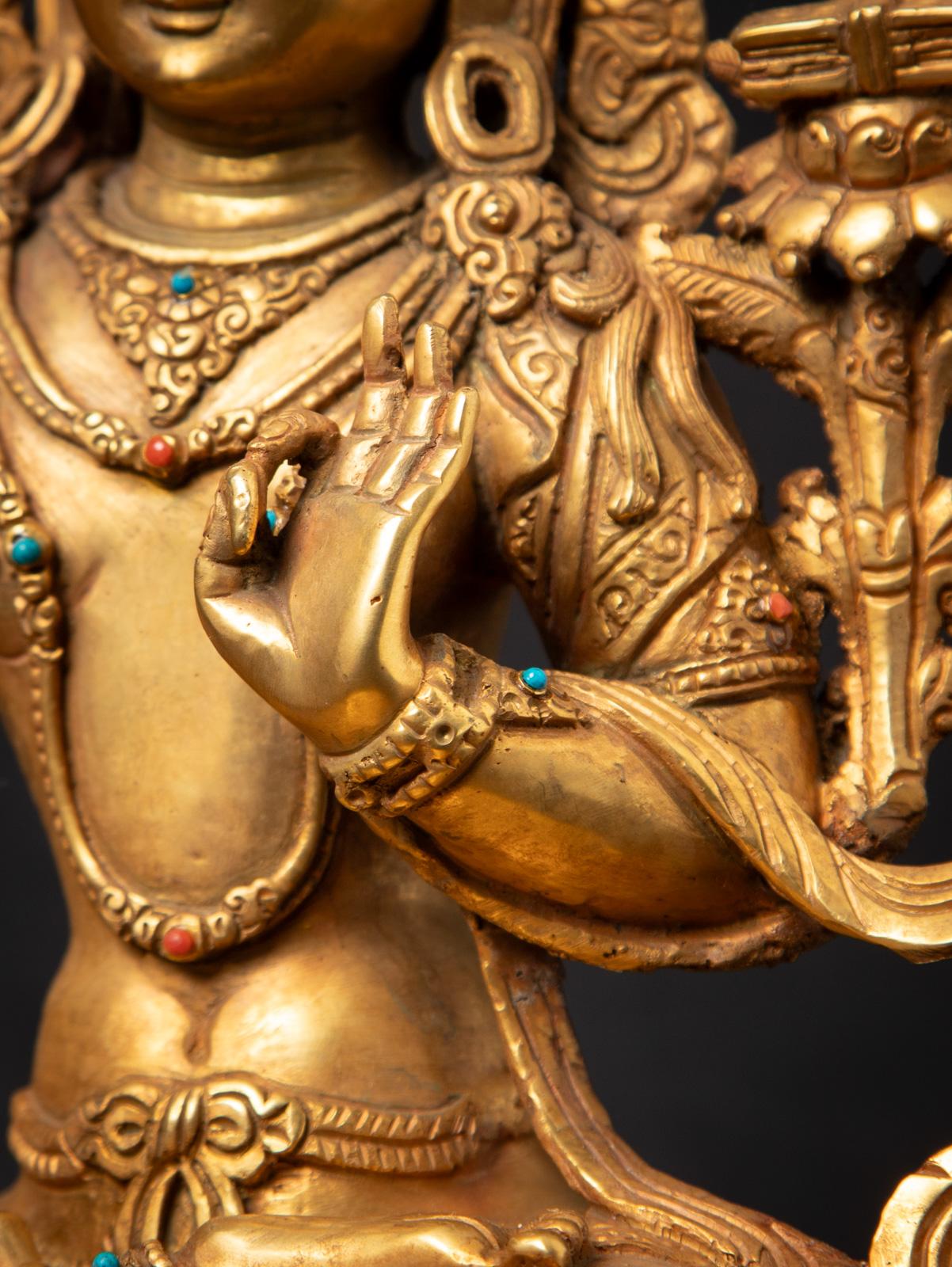 statue népalaise Manjushri en bronze ancien du milieu du 20e siècle en vente 5