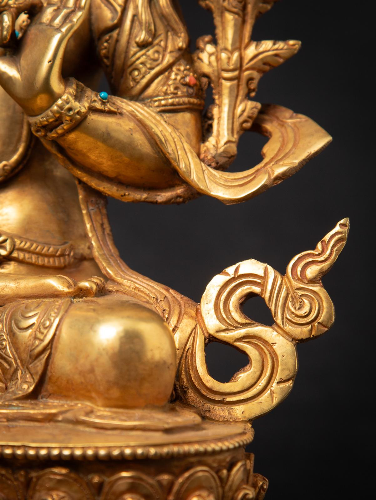 statue népalaise Manjushri en bronze ancien du milieu du 20e siècle en vente 6