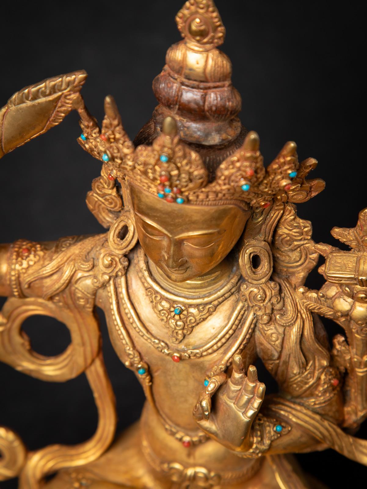 statue népalaise Manjushri en bronze ancien du milieu du 20e siècle en vente 11
