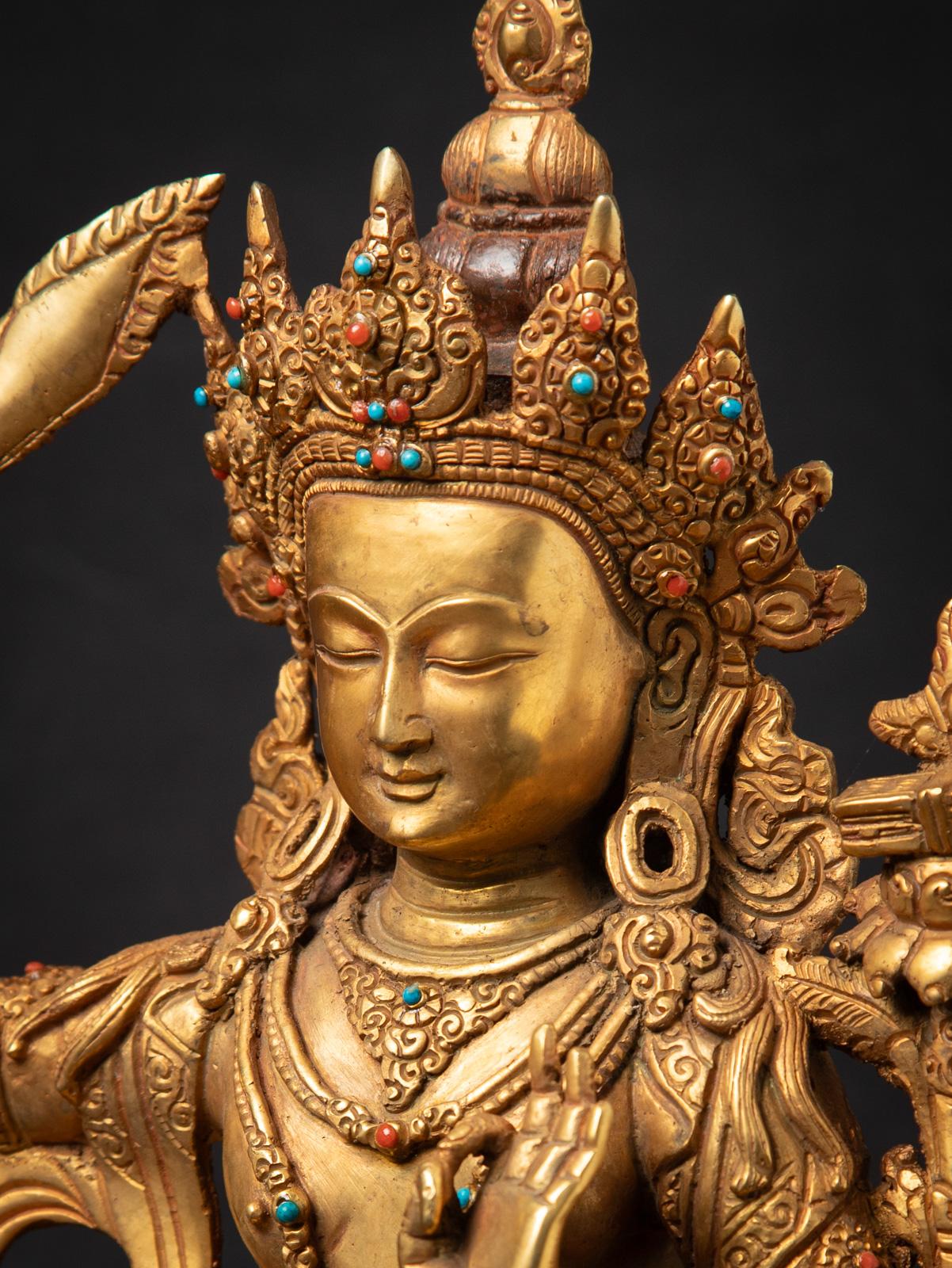 statue népalaise Manjushri en bronze ancien du milieu du 20e siècle Bon état - En vente à DEVENTER, NL