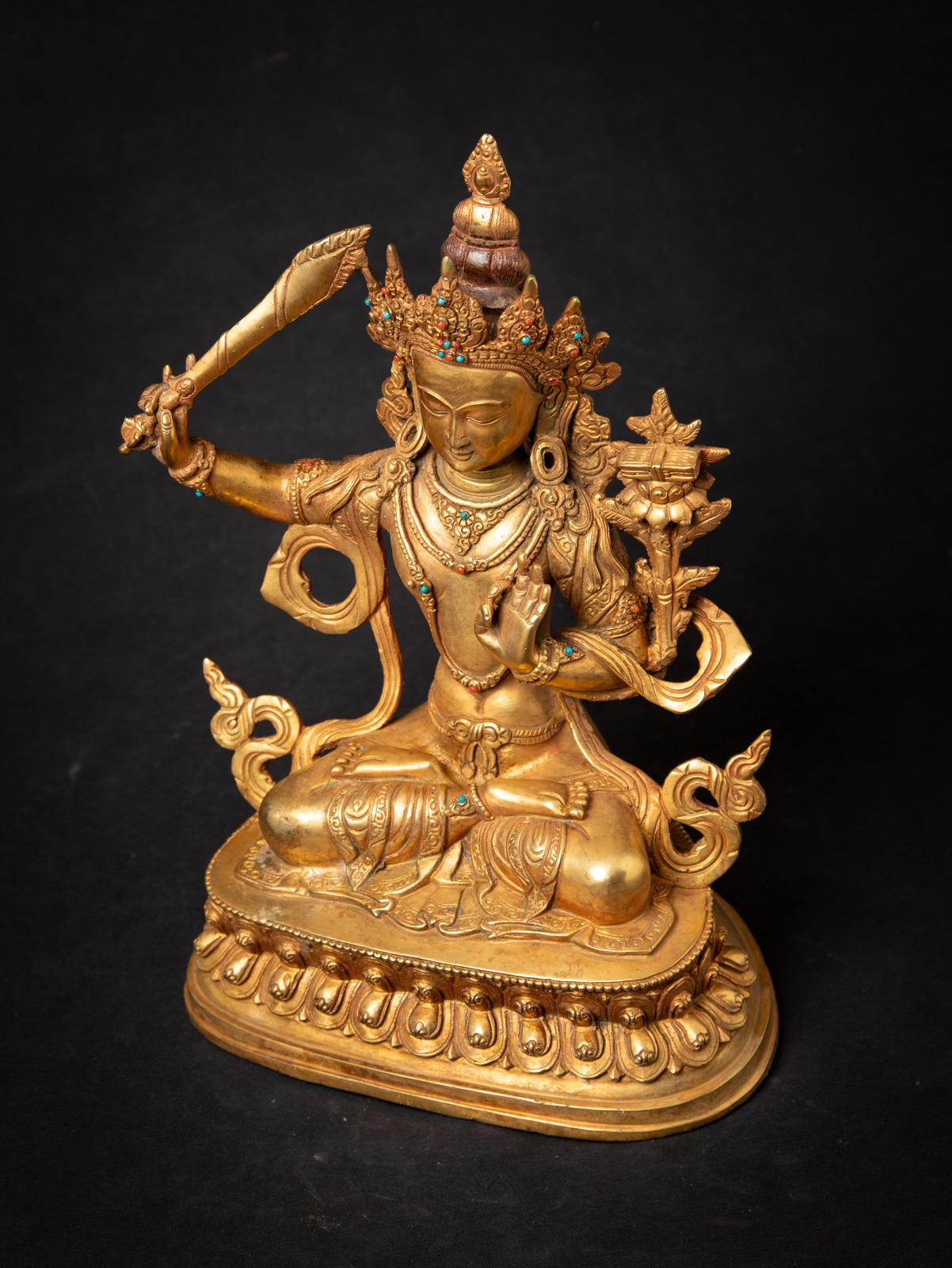 20ième siècle statue népalaise Manjushri en bronze ancien du milieu du 20e siècle en vente