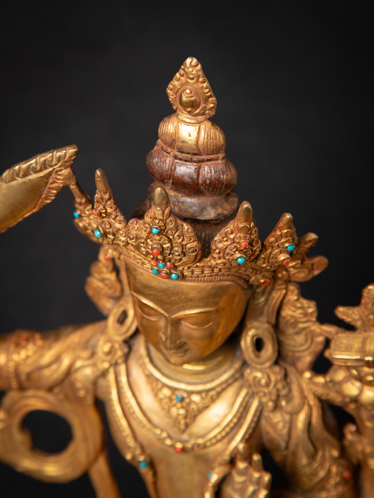 Bronze statue népalaise Manjushri en bronze ancien du milieu du 20e siècle en vente