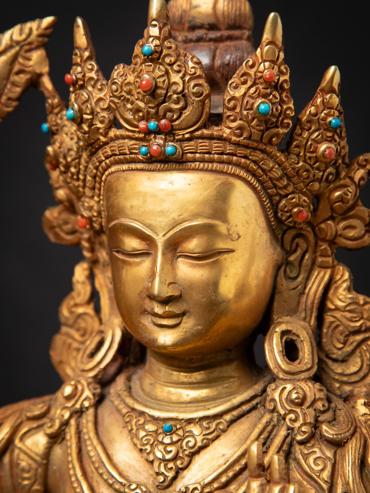 statue népalaise Manjushri en bronze ancien du milieu du 20e siècle en vente 1