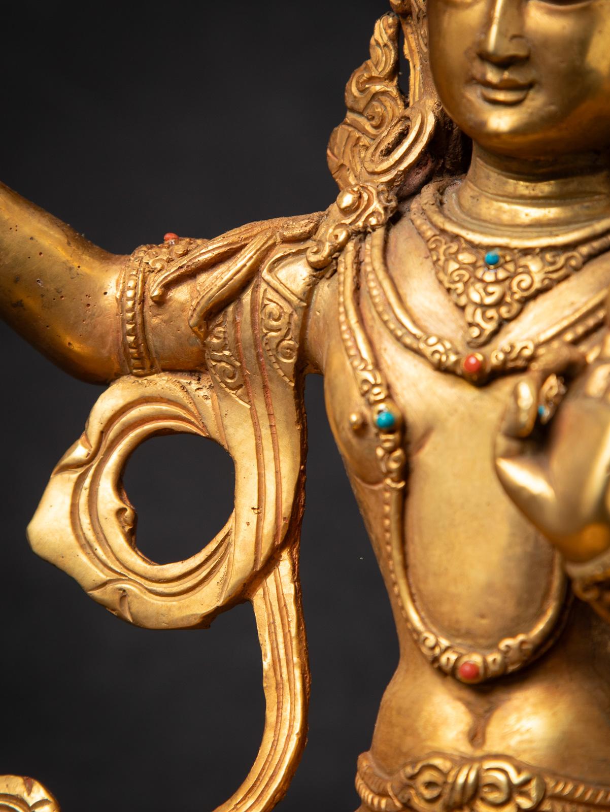 statue népalaise Manjushri en bronze ancien du milieu du 20e siècle en vente 3