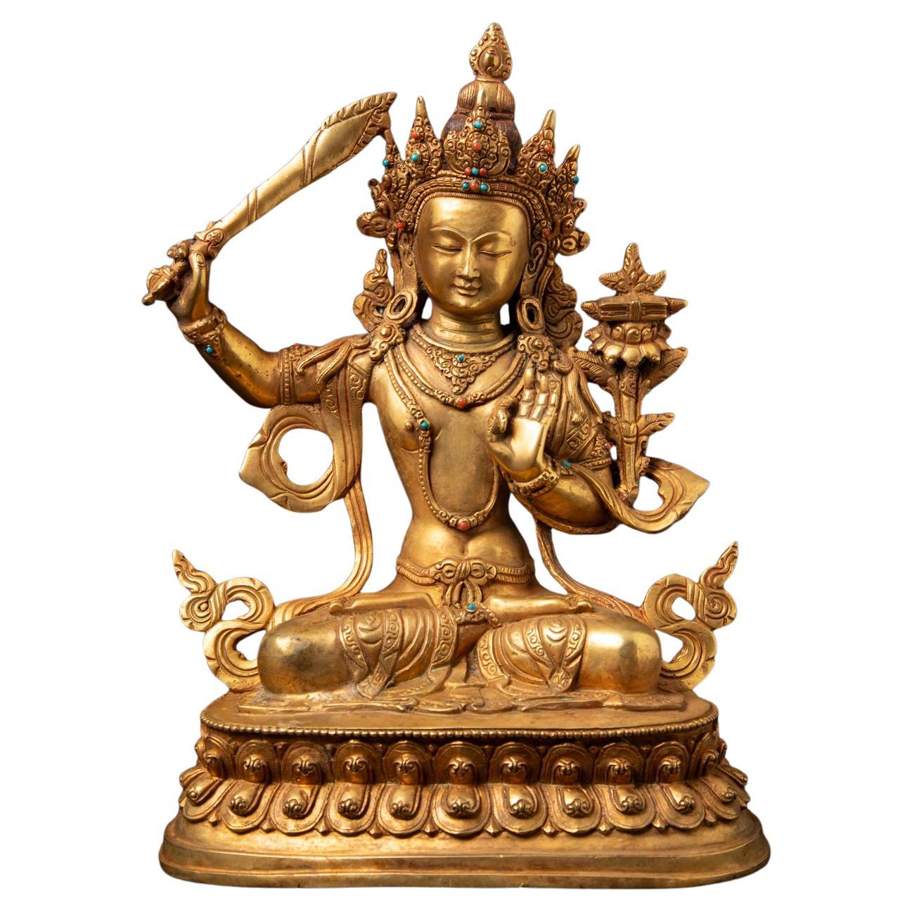 Mid-20th century Old bronze Nepali Manjushri statue from Nepal