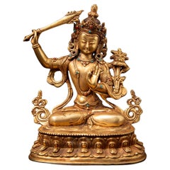 Mid-20th century Old bronze Nepali Manjushri statue from Nepal Mid-20th century Old bronze Nepali Manjushri statue from Nepal