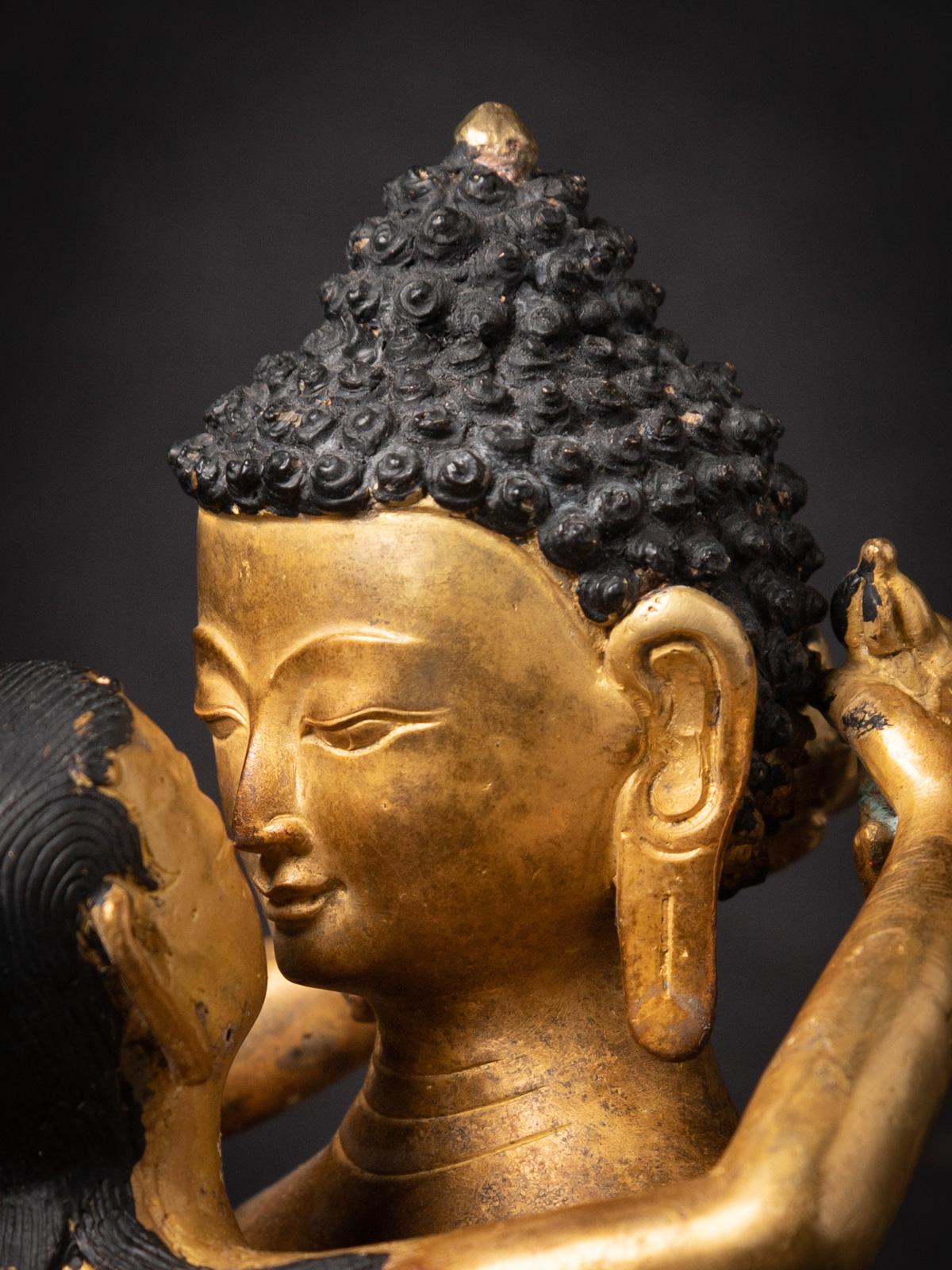 Mid-20th Century Old Bronze Nepali Samantabhadra Statue - Fire Gilded with Gold 6