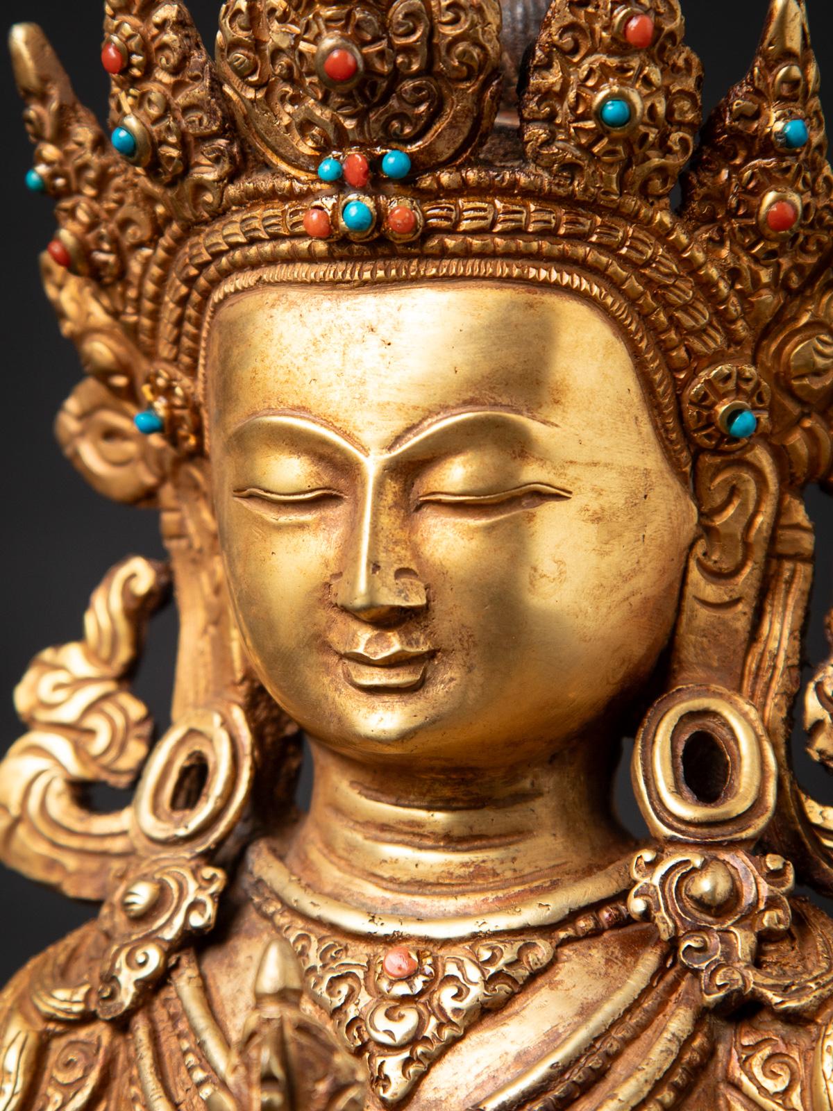 Statue de Vajrasattva népalais en bronze ancien du milieu du 20e siècle - OriginalBuddhas en vente 6