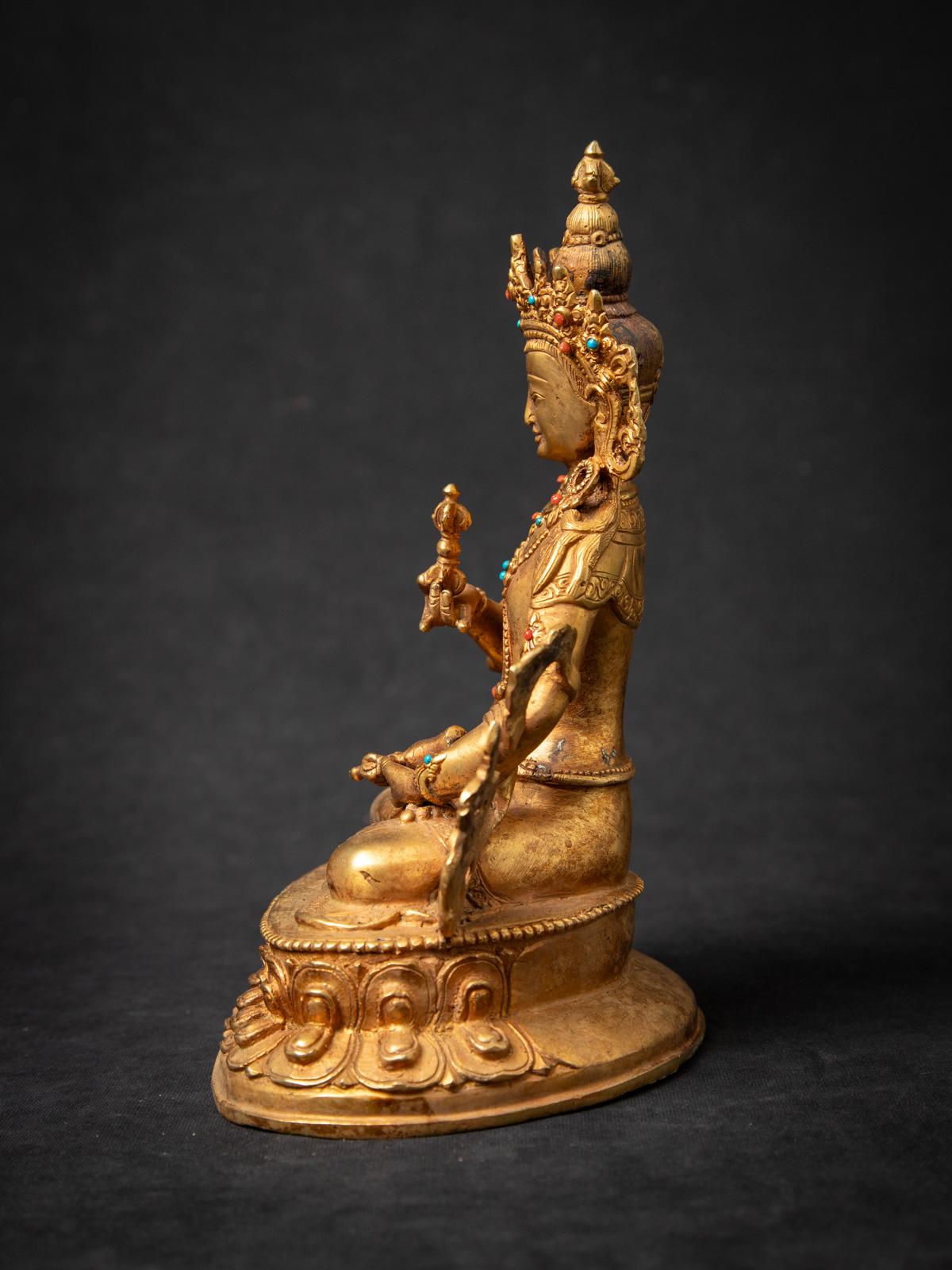 Asiatique Statue de Vajrasattva népalais en bronze ancien du milieu du 20e siècle - OriginalBuddhas