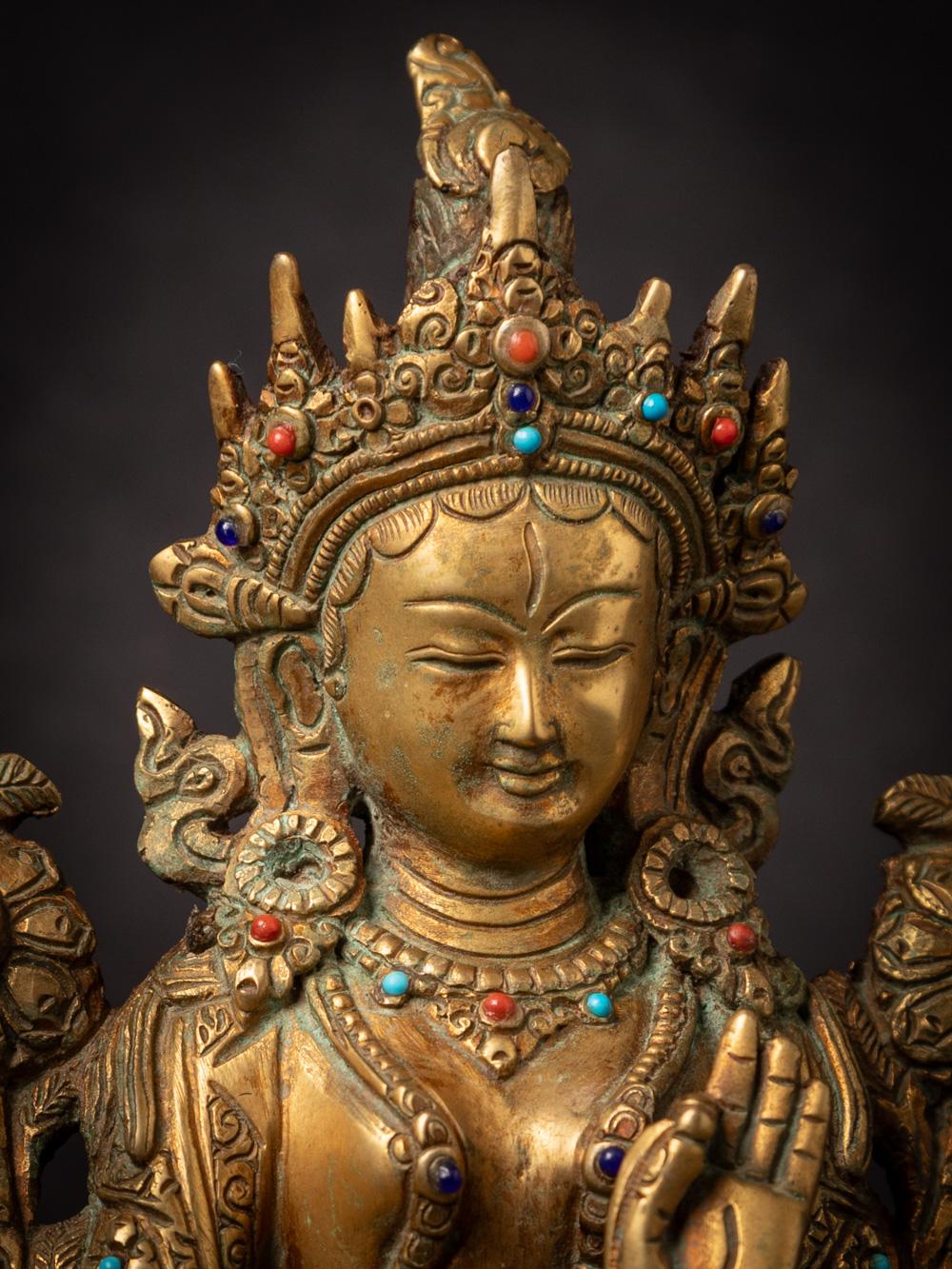 Mid-20th century old bronze Nepali White Tara statue in Vitarka Mudra 4