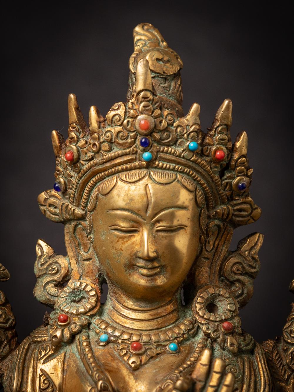 Mid-20th century old bronze Nepali White Tara statue in Vitarka Mudra 5