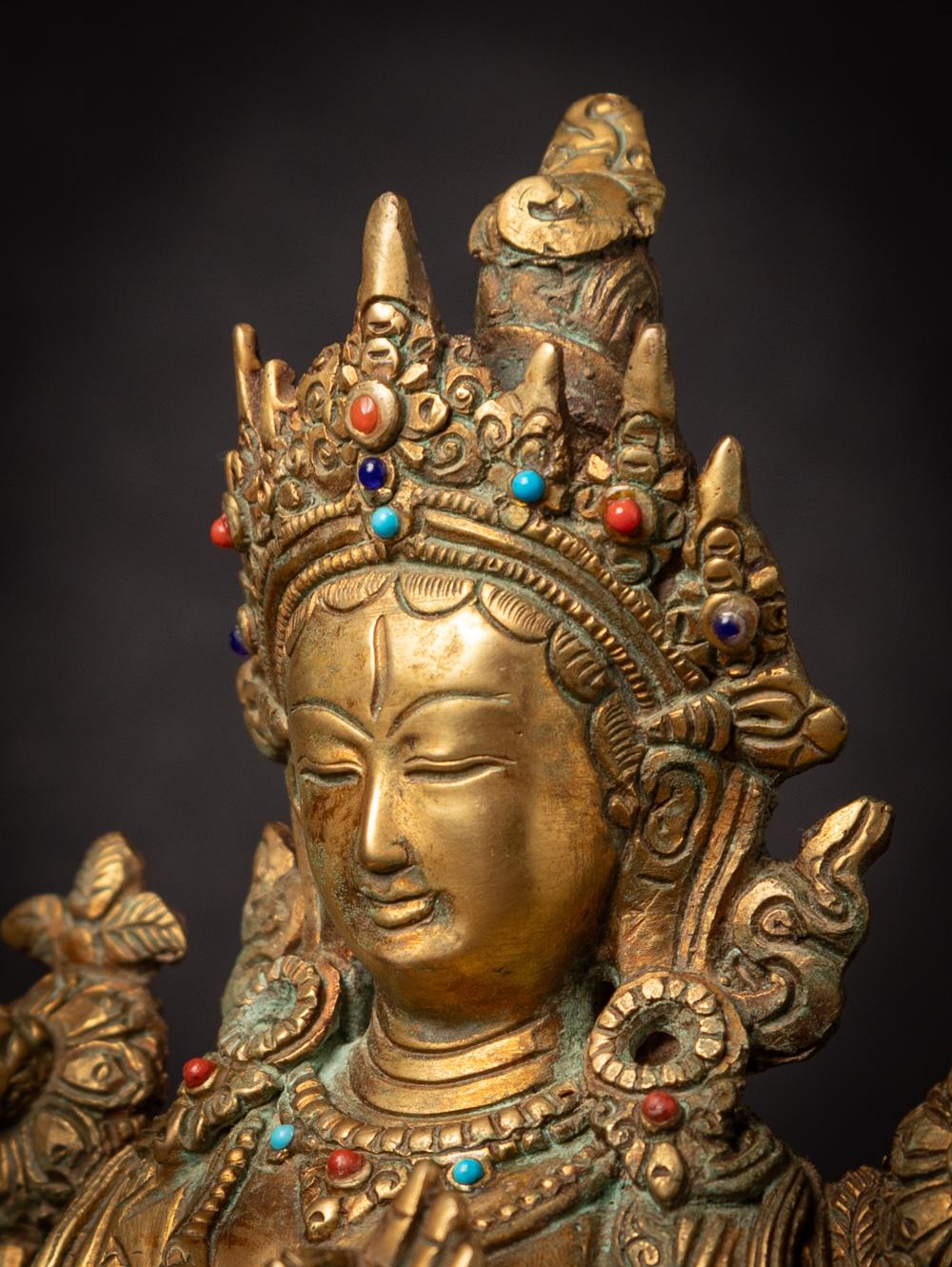 Mid-20th century old bronze Nepali White Tara statue in Vitarka Mudra 6