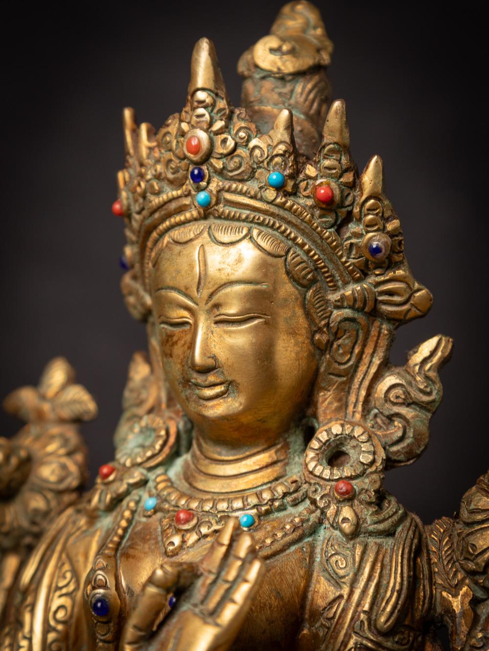 Mid-20th century old bronze Nepali White Tara statue in Vitarka Mudra 7