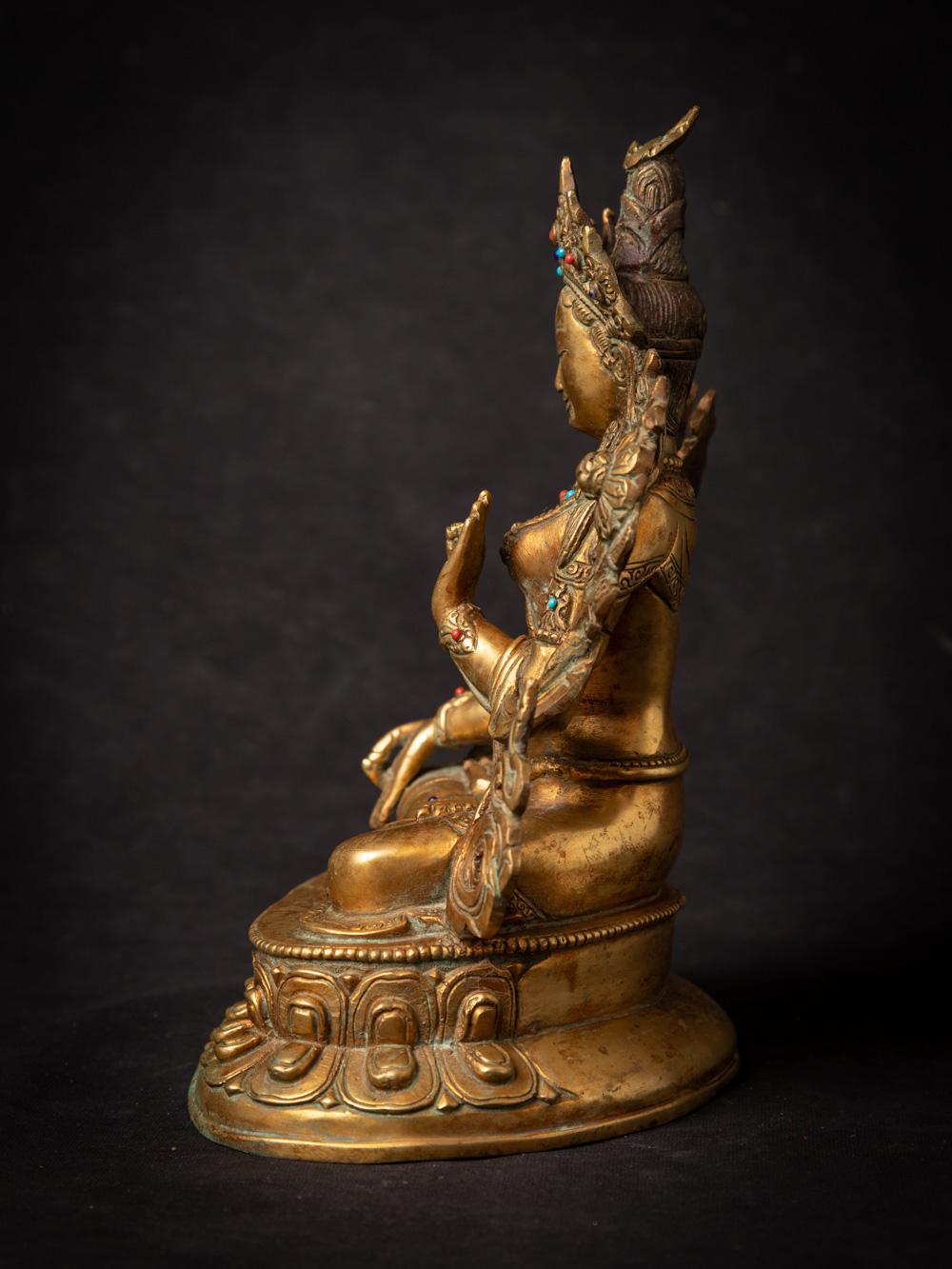 Nepalese Mid-20th century old bronze Nepali White Tara statue in Vitarka Mudra