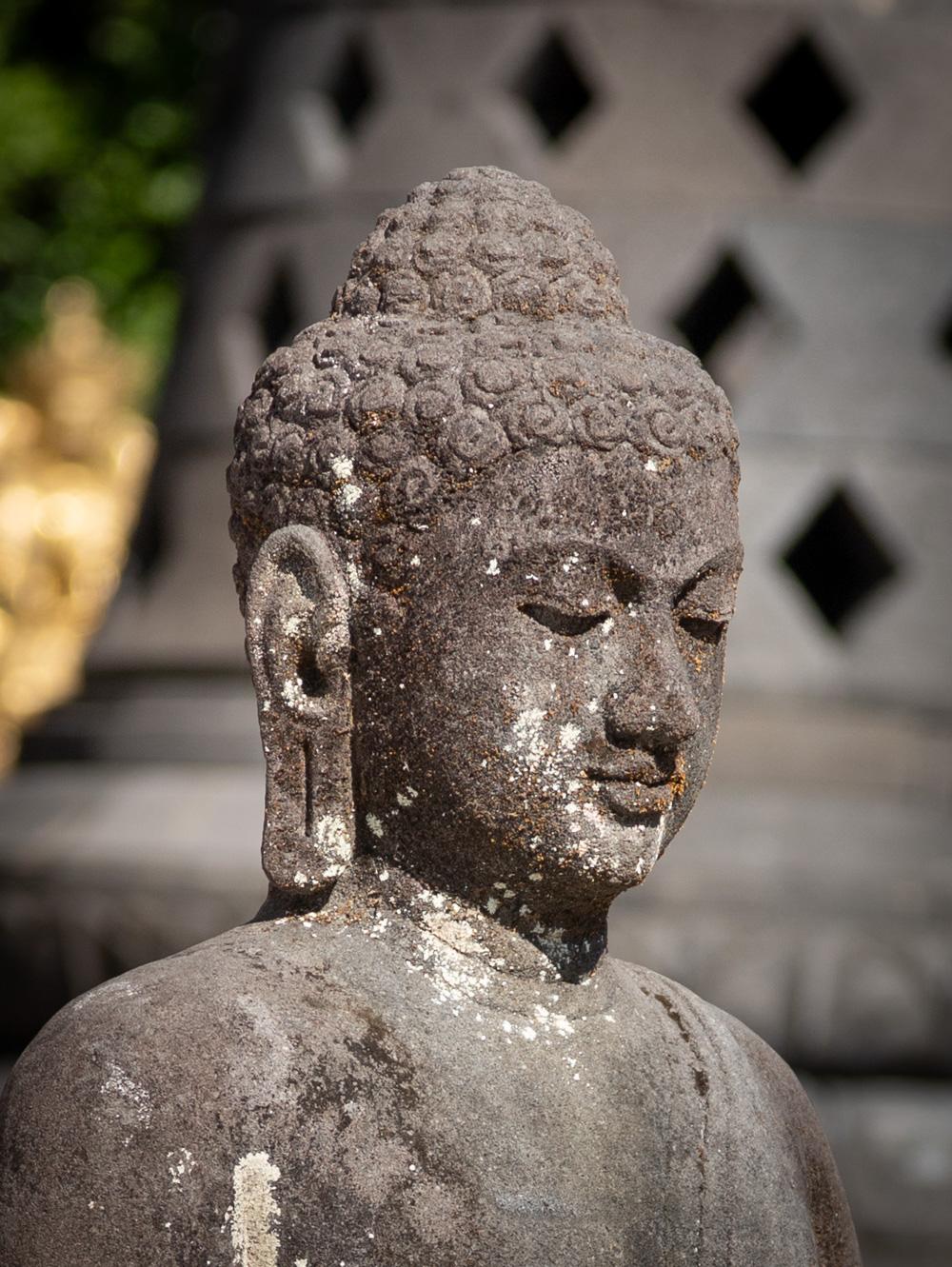 Mid 20th century old lava stone Buddha statue from Indonesia - OriginalBuddhas 4