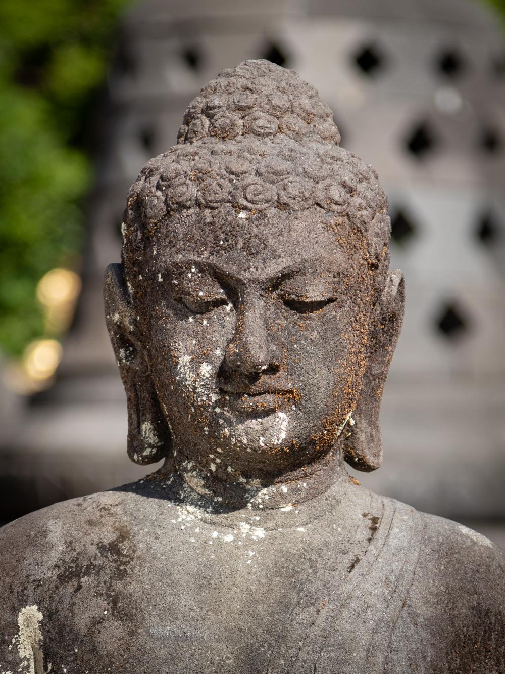 Mid 20th century old lava stone Buddha statue from Indonesia - OriginalBuddhas 5