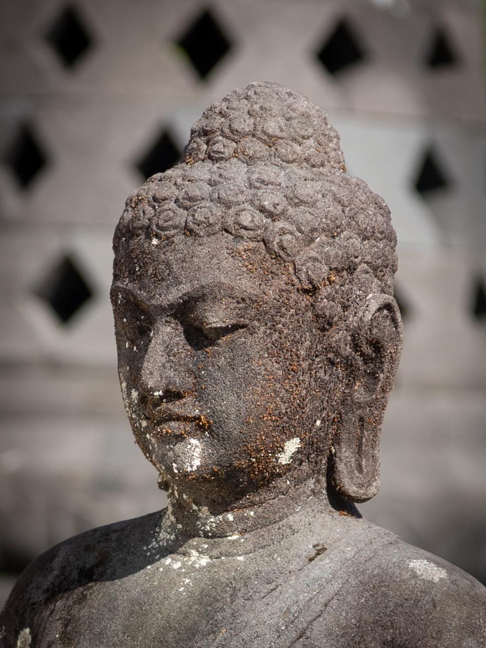 Mid 20th century old lava stone Buddha statue from Indonesia - OriginalBuddhas 6