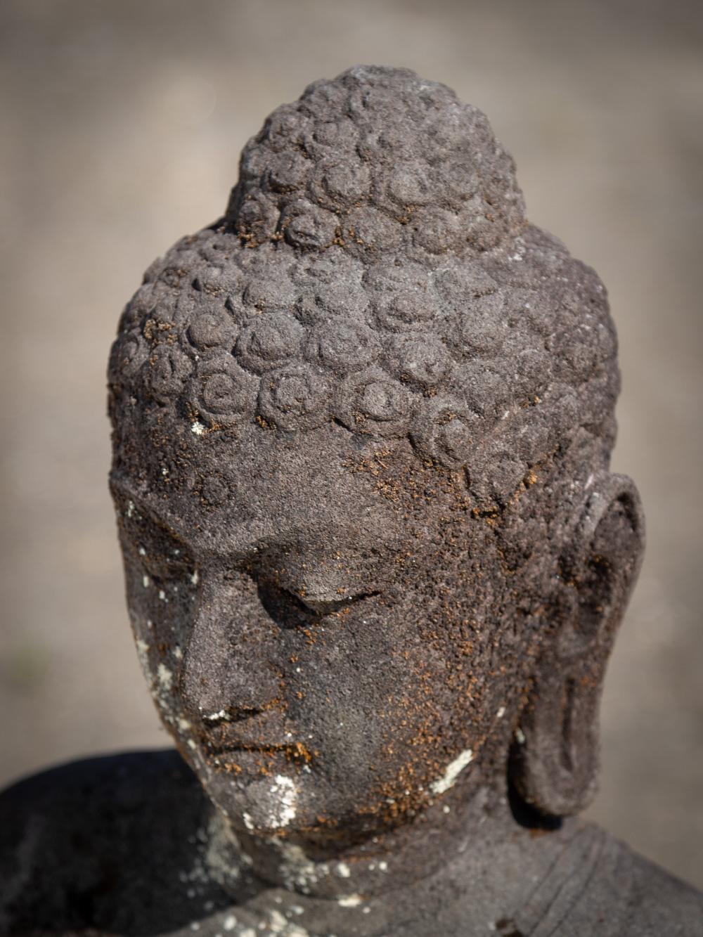 Mid 20th century old lava stone Buddha statue from Indonesia - OriginalBuddhas 8
